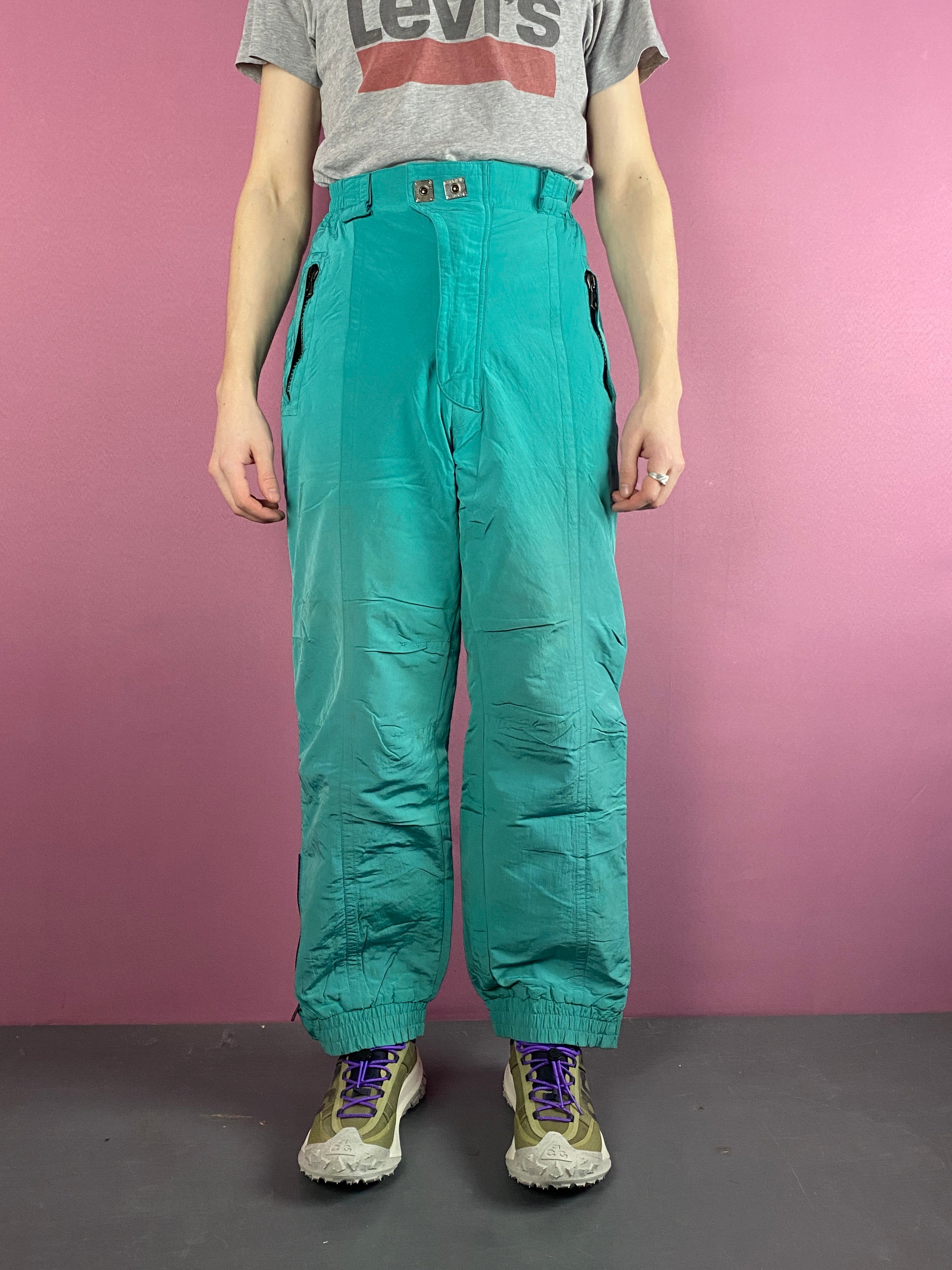 90s Silvy Vintage Men's Snow Ski Pants - M Green Nylon