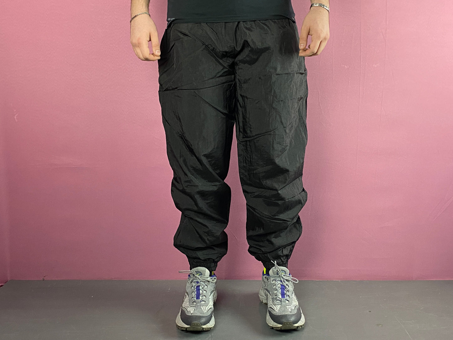 90s Etirel Vintage Men's Track Pants - XL Black Nylon