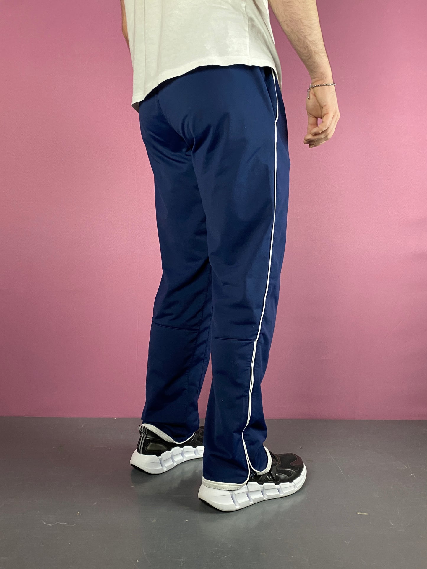 Y2K Nike Vintage Men's Retro Style Track Pants - L Navu Blue Polyester