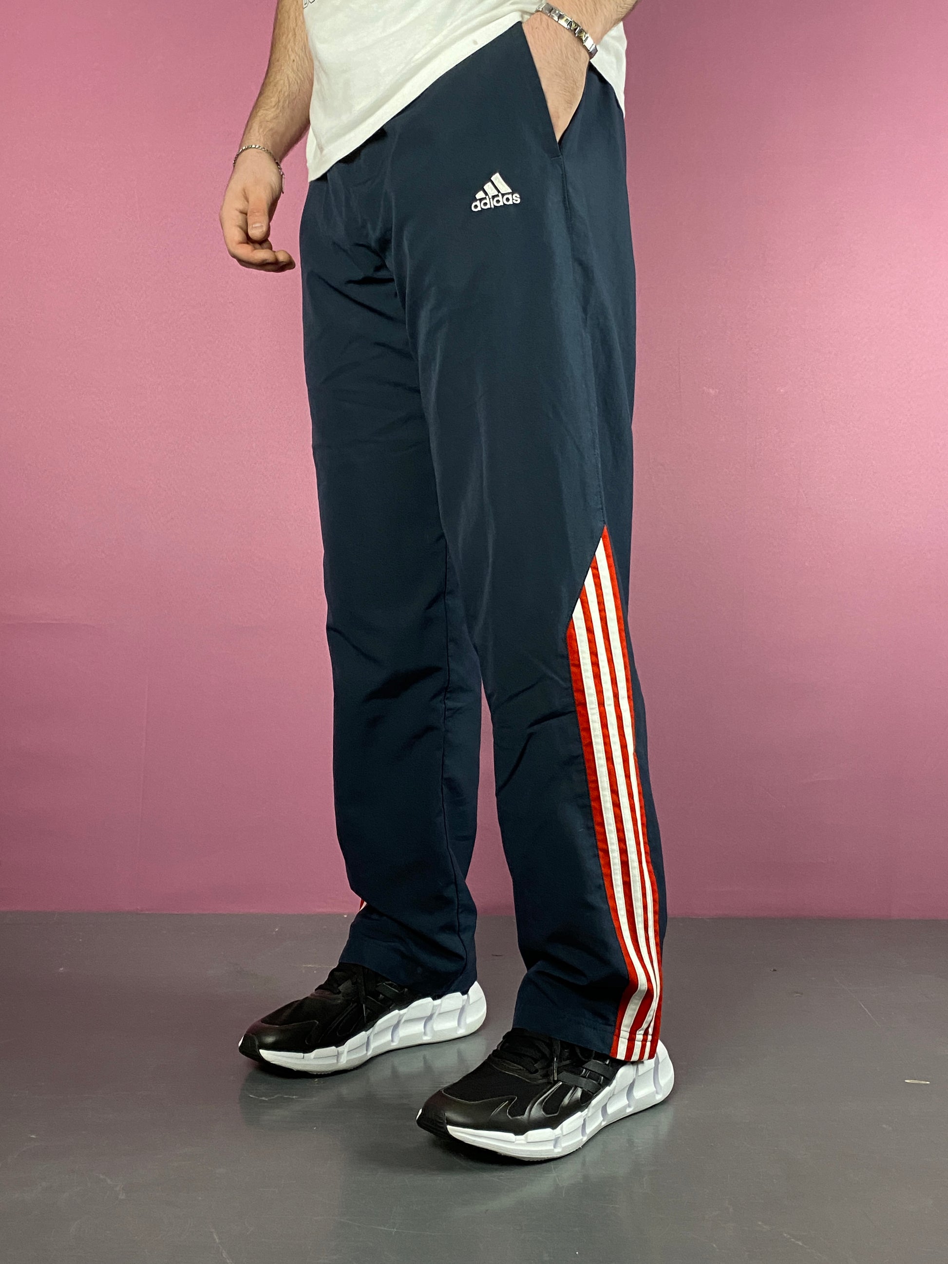 Adidas Vintage Men's Track Pants - L Navy Blue Polyester