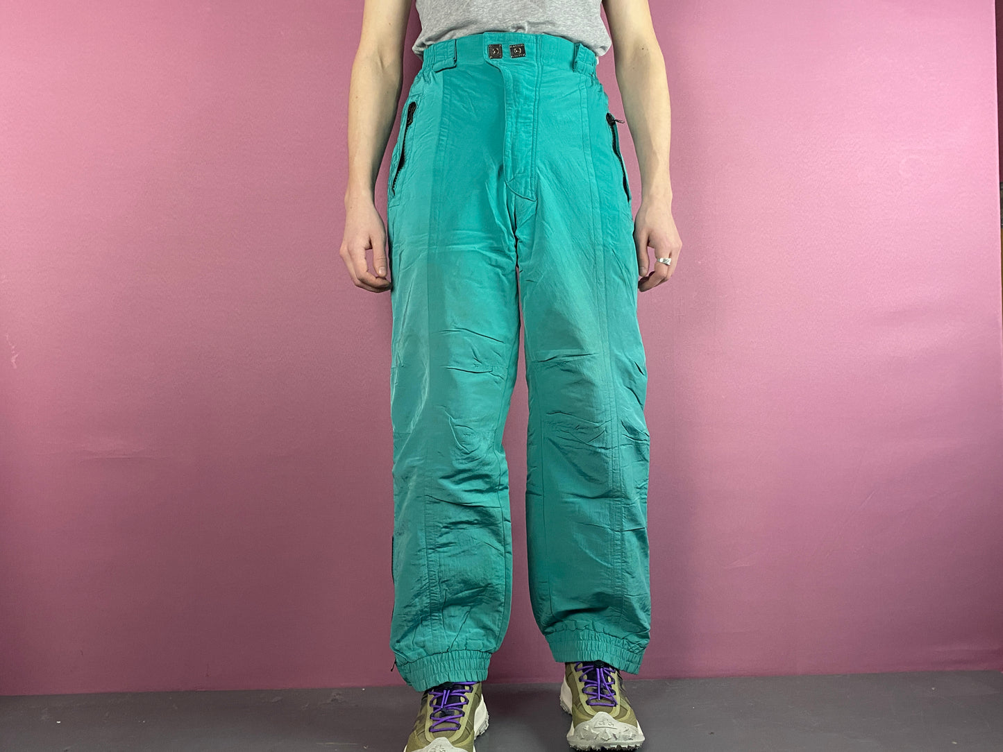 90s Silvy Vintage Men's Snow Ski Pants - M Green Nylon