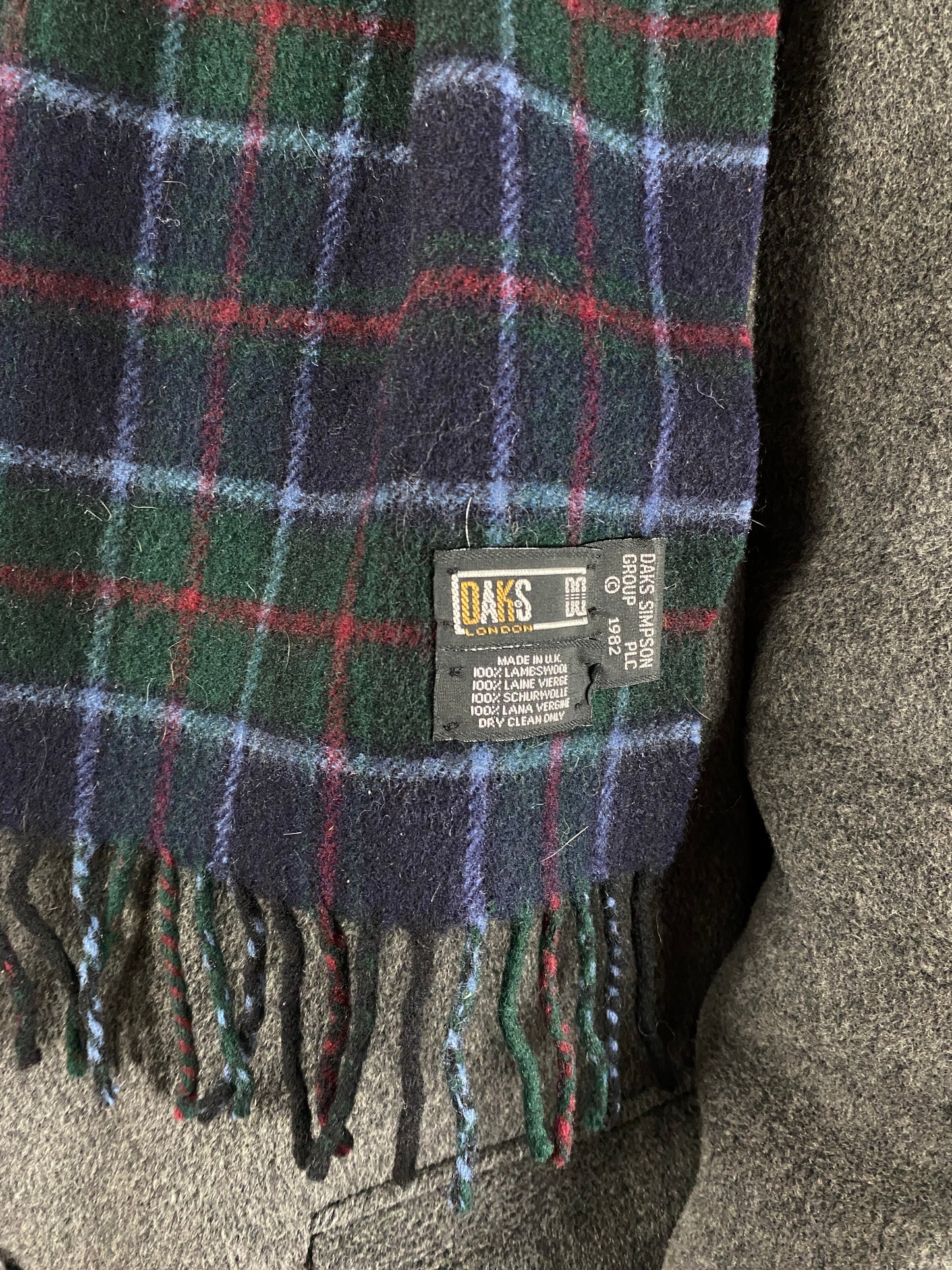 Daks London Vintage Scarf - Green & Navy Wool