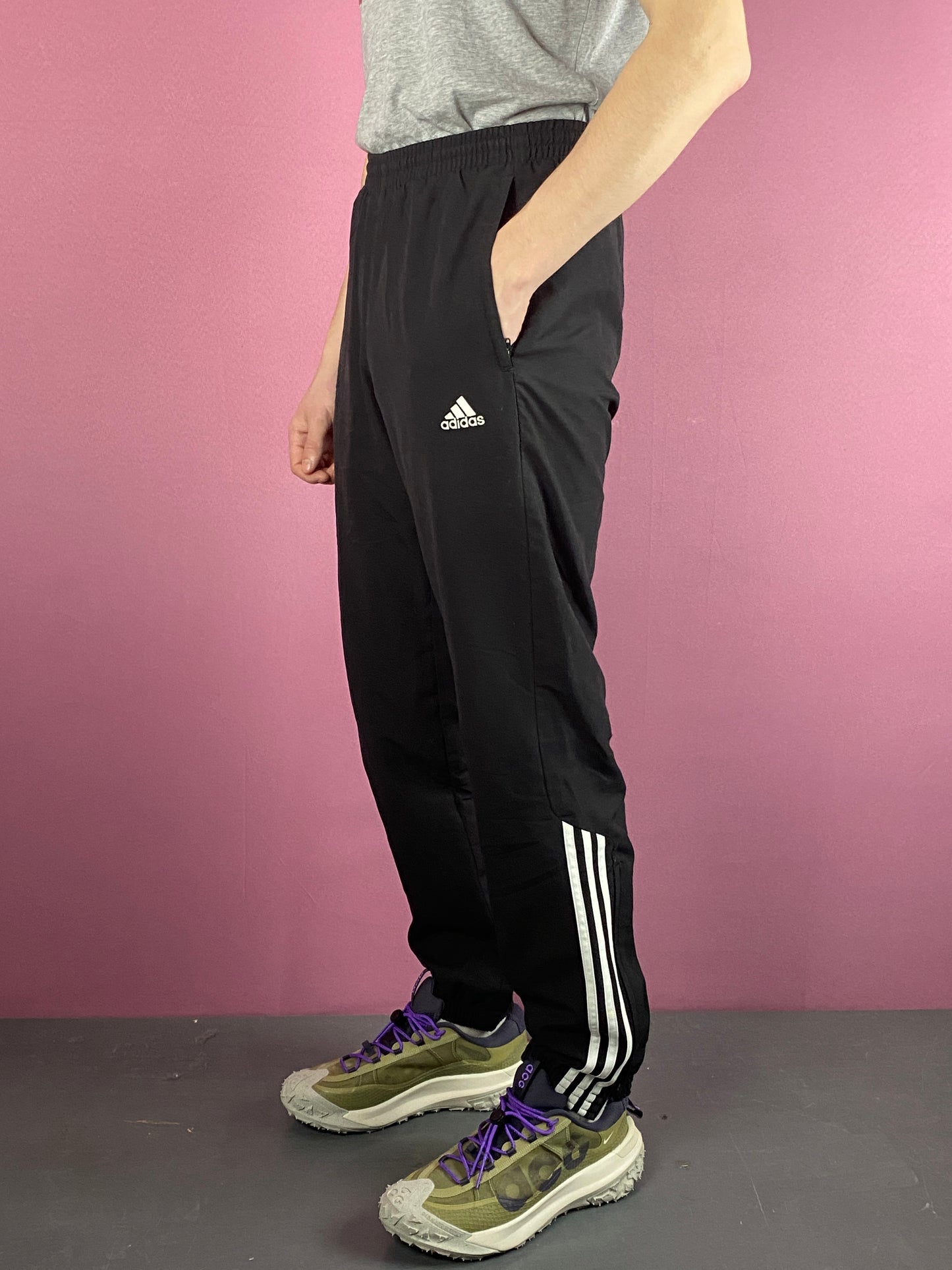 Adidas Vintage Men's Track Pants - S Black Polyester