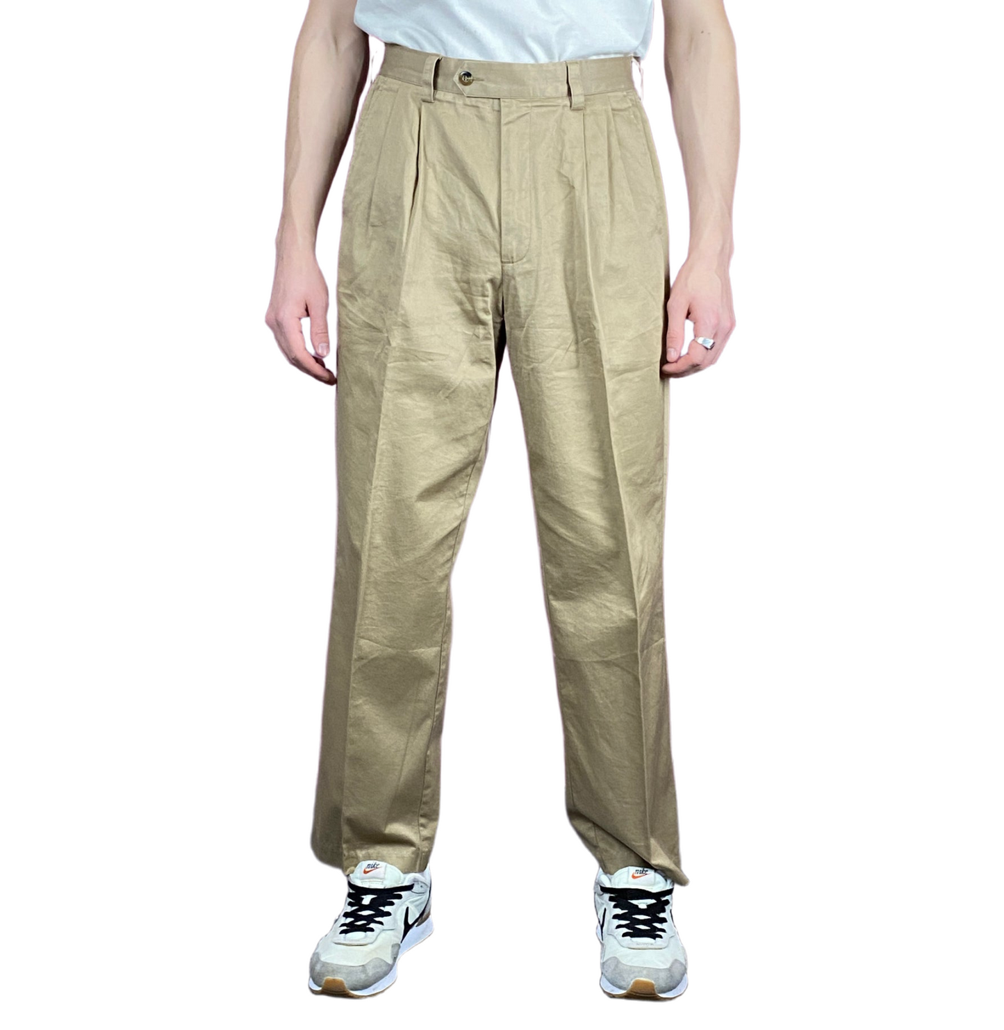 Dockers Vintage Men's Pleated Pants - 32 Khaki Cotton