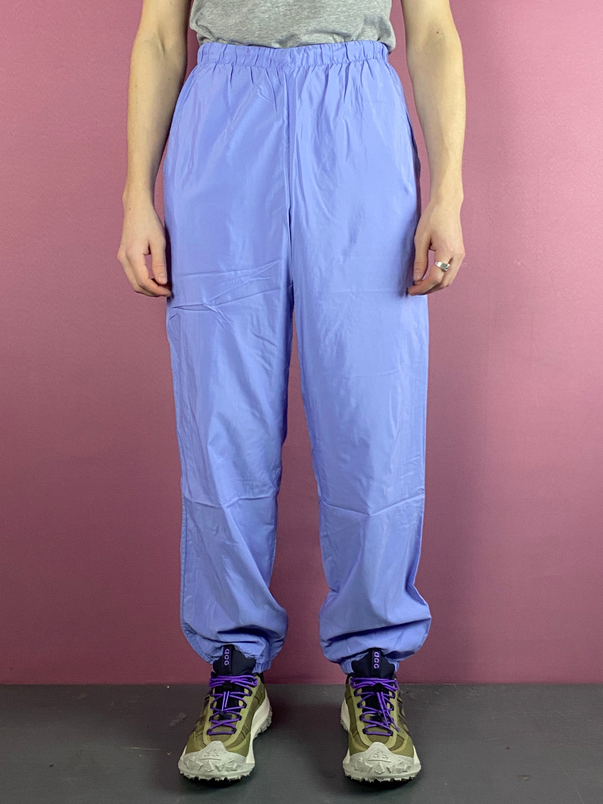 Vintage Men's Track Pants - M Blue Nylon