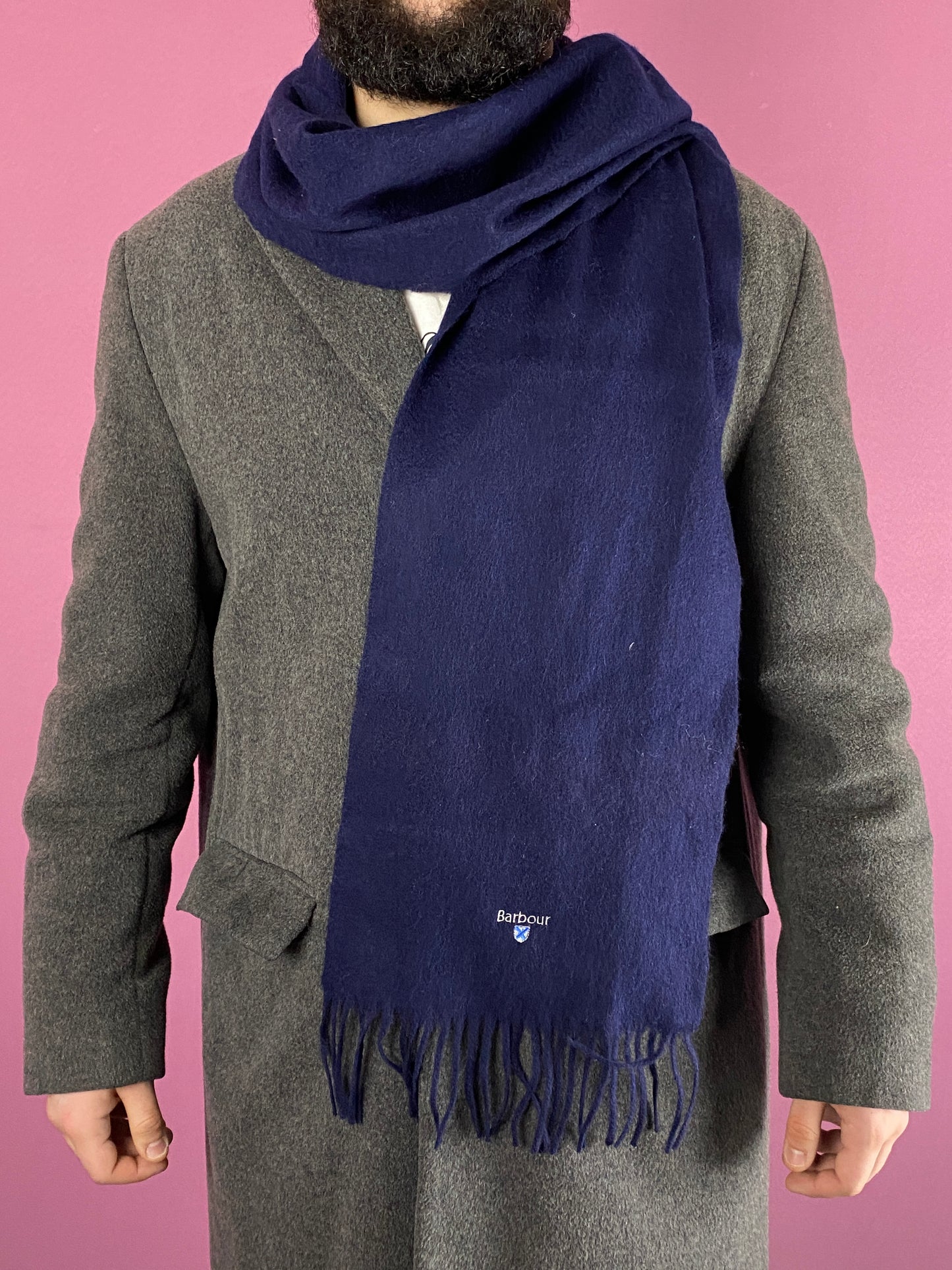 Barbour Vintage Scarf - Navy Blue Wool