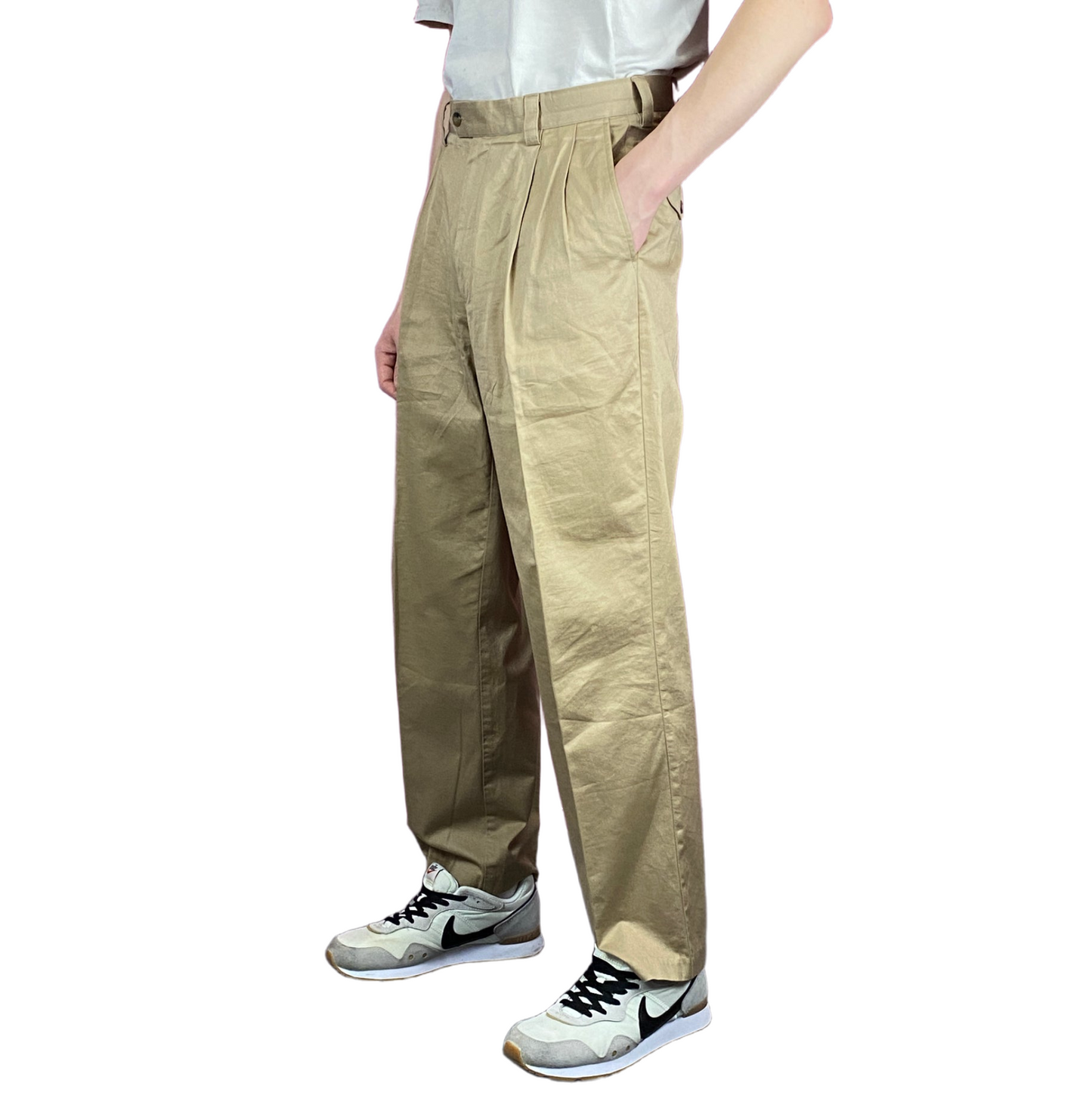 Dockers Vintage Men's Pleated Pants - 32 Khaki Cotton