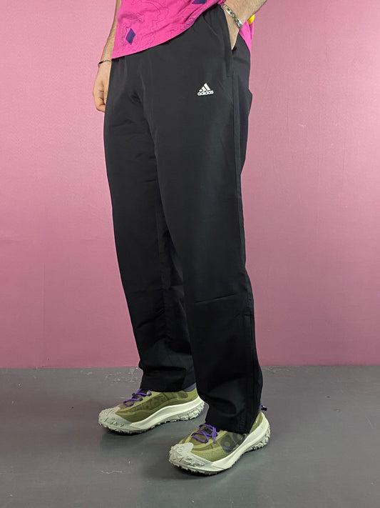 Adidas Vintage Men's Straight Track Pants - M Black Polyester