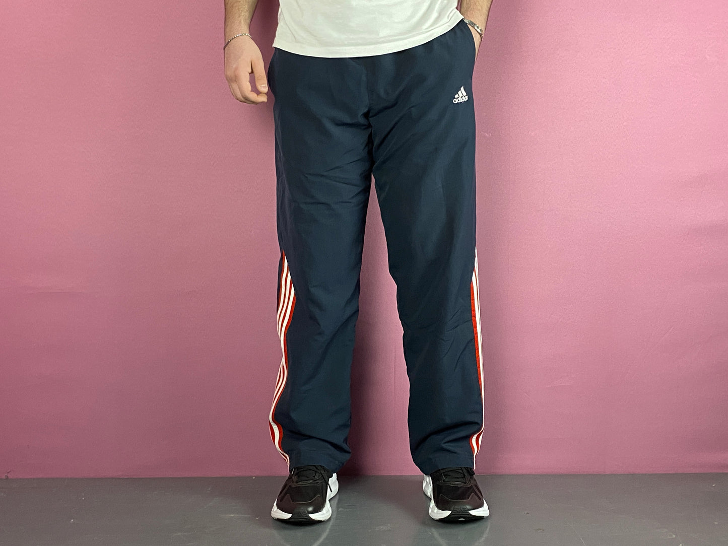 Adidas Vintage Men's Track Pants - L Navy Blue Polyester