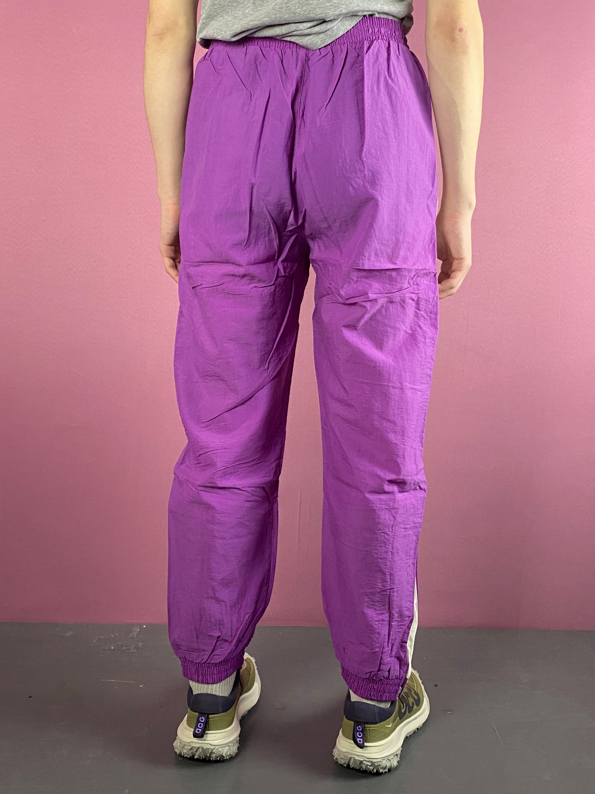 90s Vintage Men's Side Tape Track Pants - M Purple Nylon