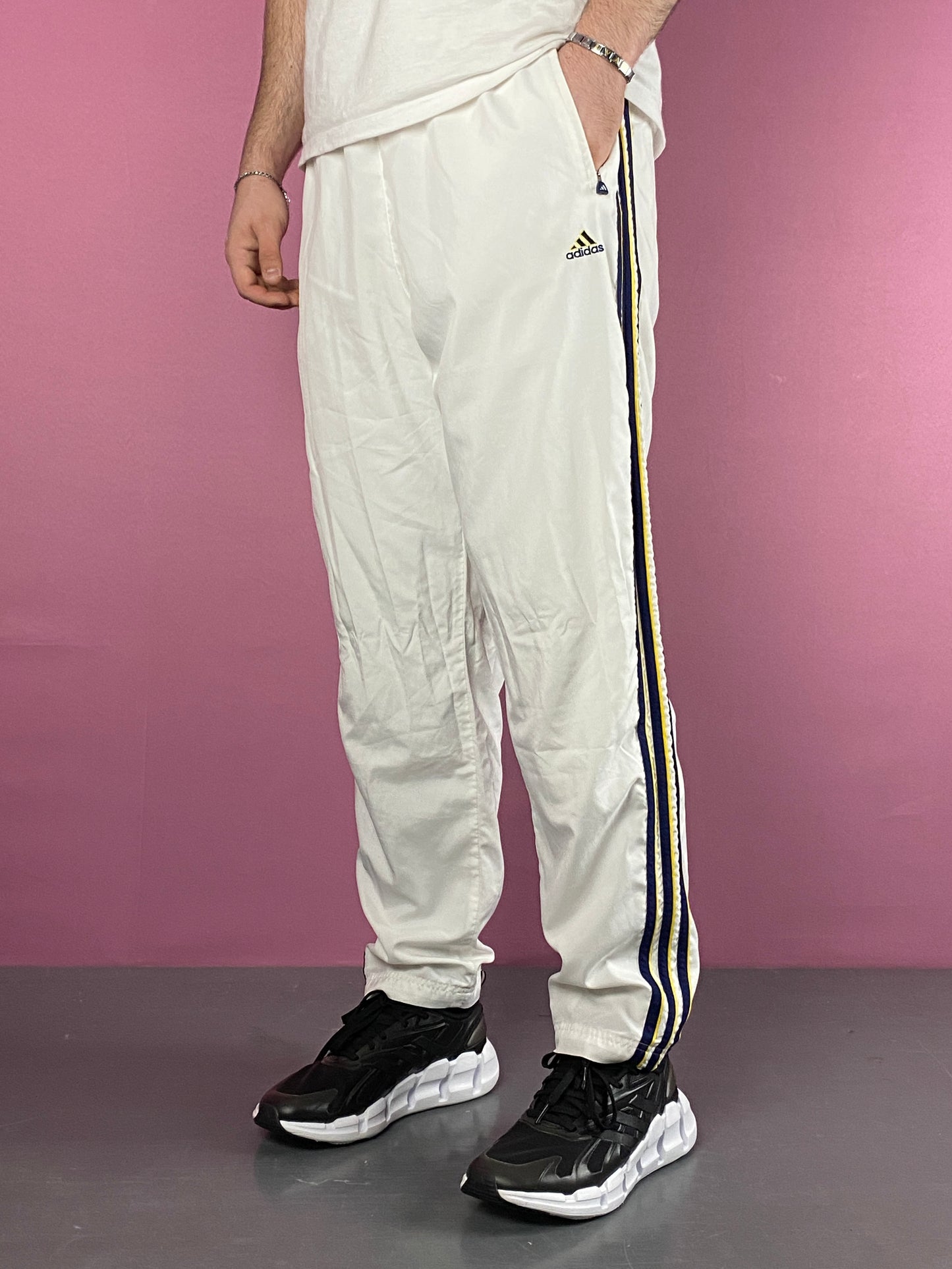 Adidas Vintage Men's Track Pants - L White Polyester