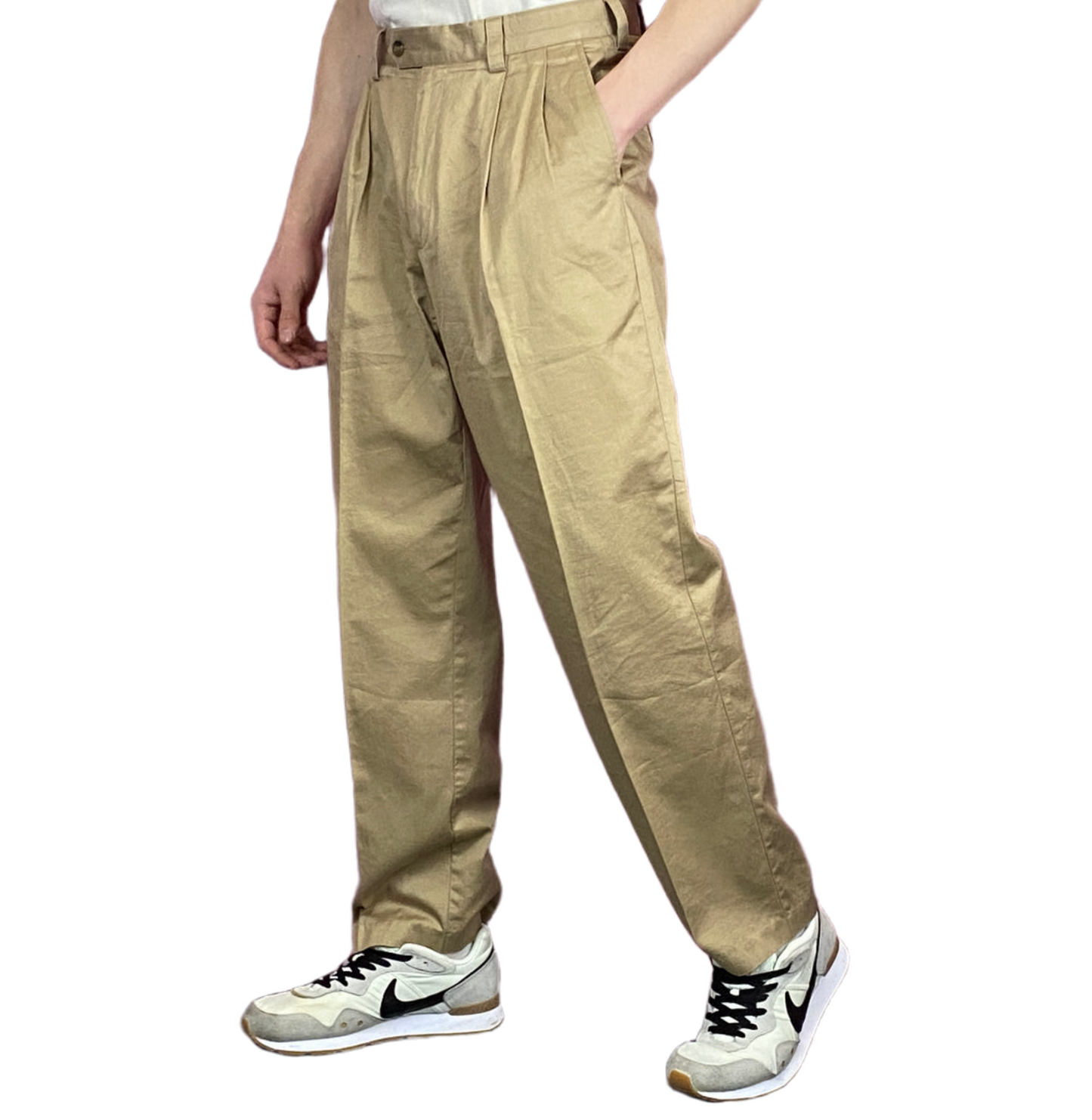 Dockers Vintage Men's Pleated Pants - 32 Khaki Cotton