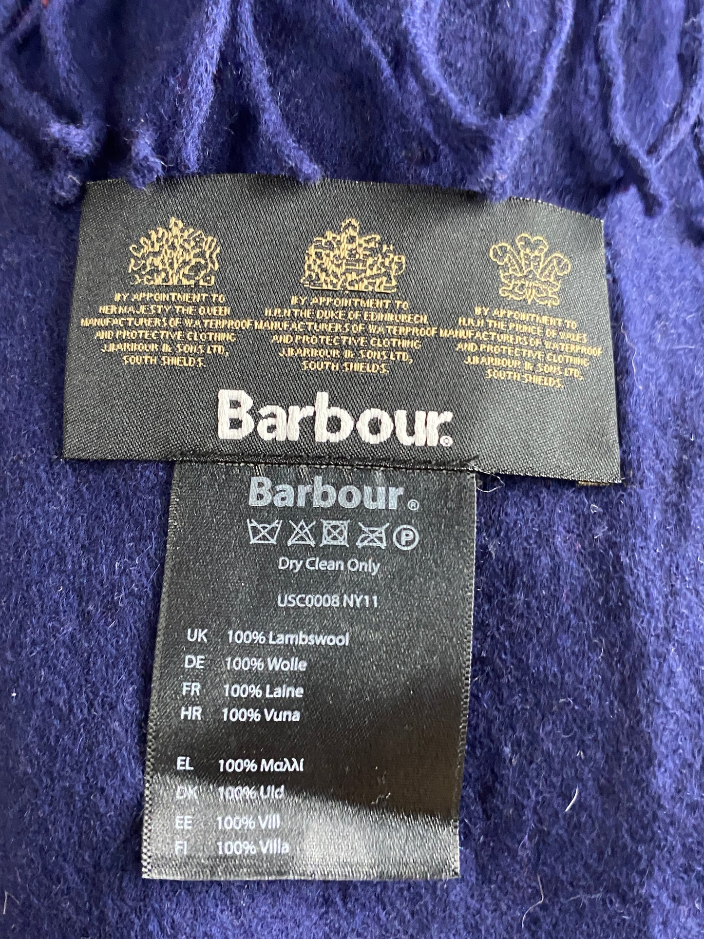 Barbour Vintage Scarf - Navy Blue Wool