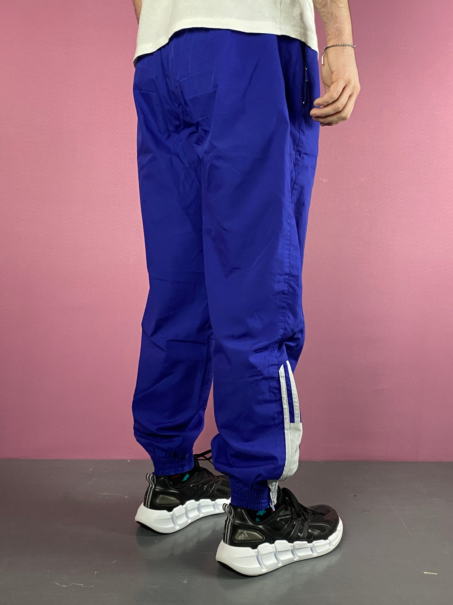 90s Adidas Vintage Men's Track Pants - M Blue Polyester Blend