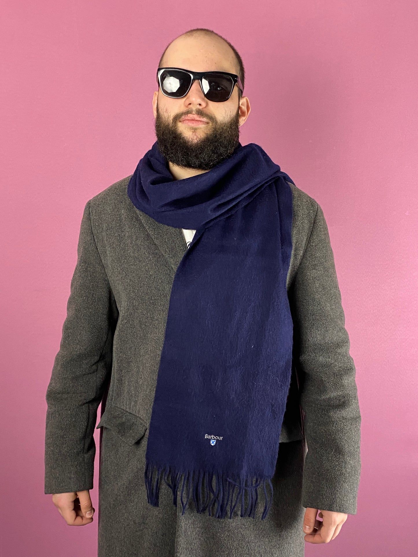 Barbour Vintage Scarf - Navy Blue Wool