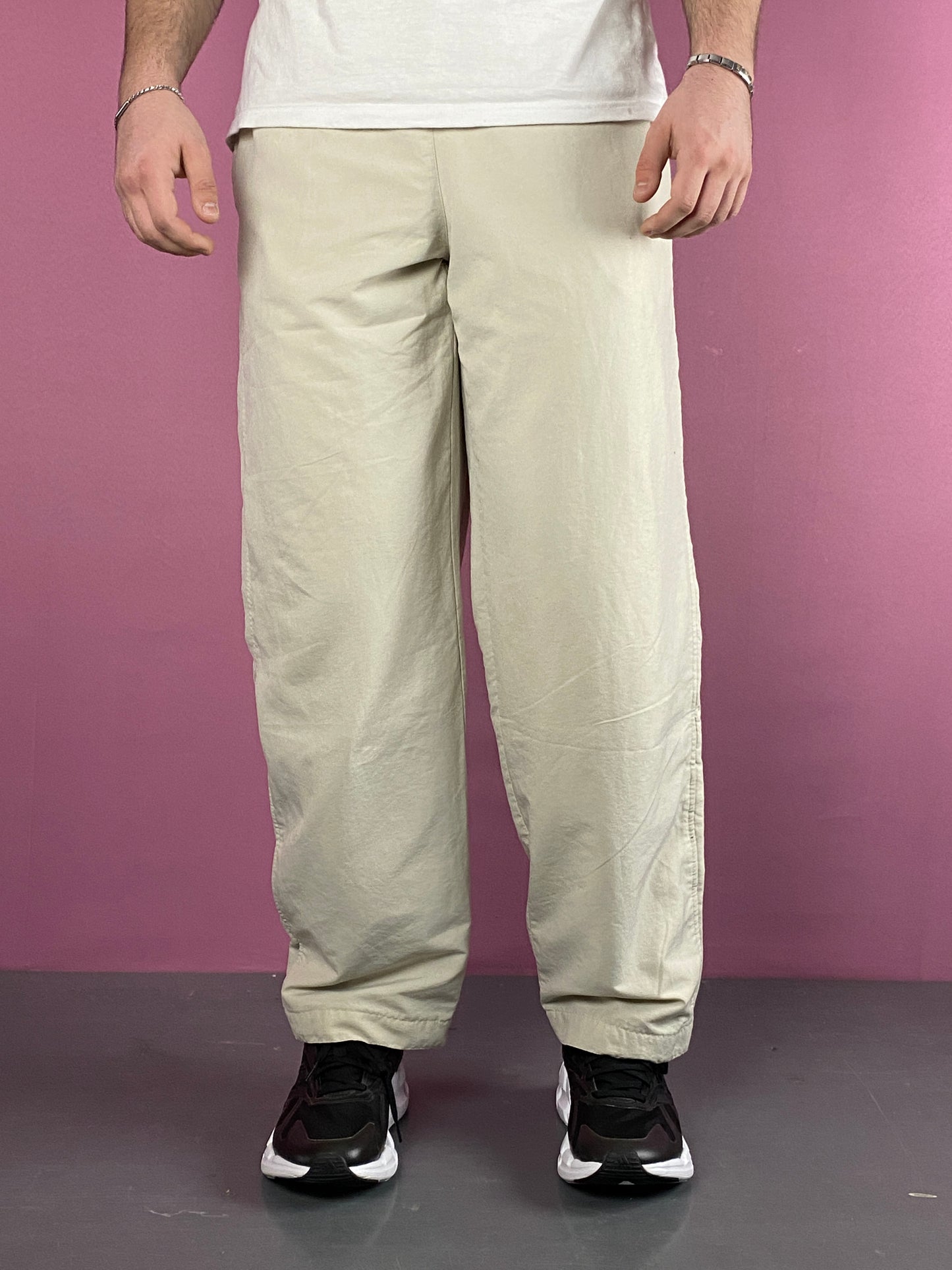 Y2K Nike Vintage Men's Straight Track Pants - M Cream Polyester