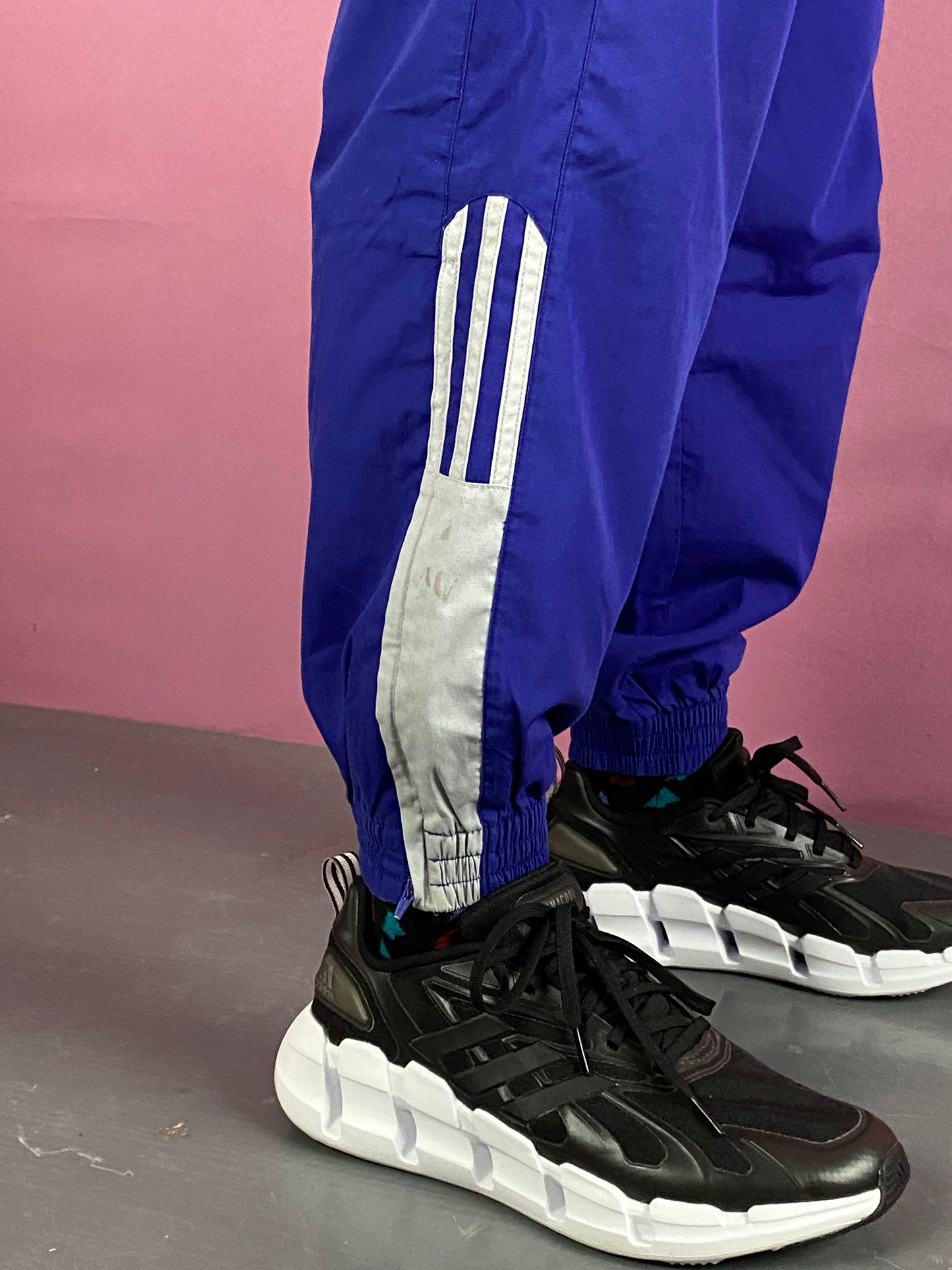 90s Adidas Vintage Men's Track Pants - M Blue Polyester Blend