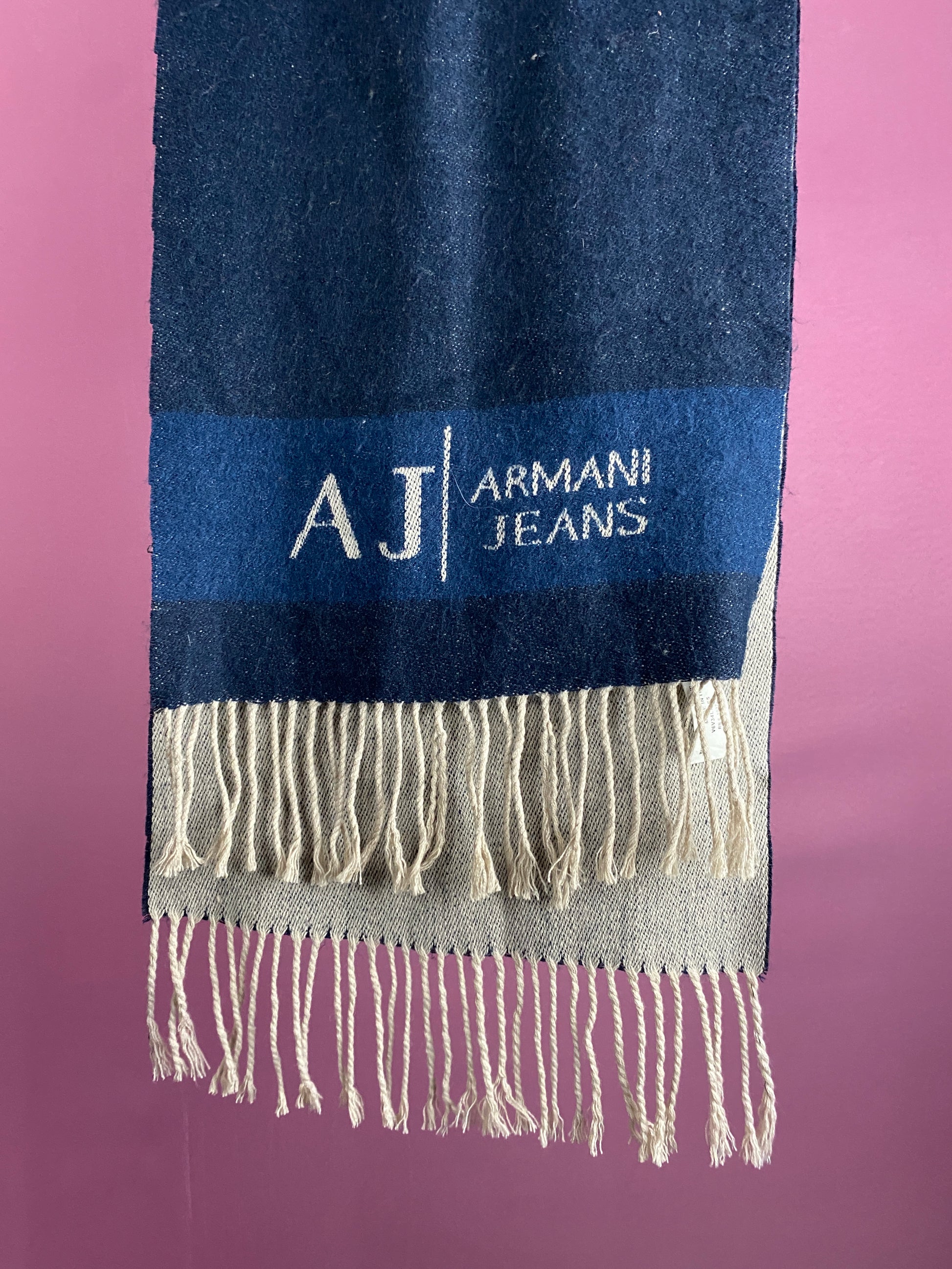 Armani Jeans Vintage Scarf - Navy Blue Acrylic