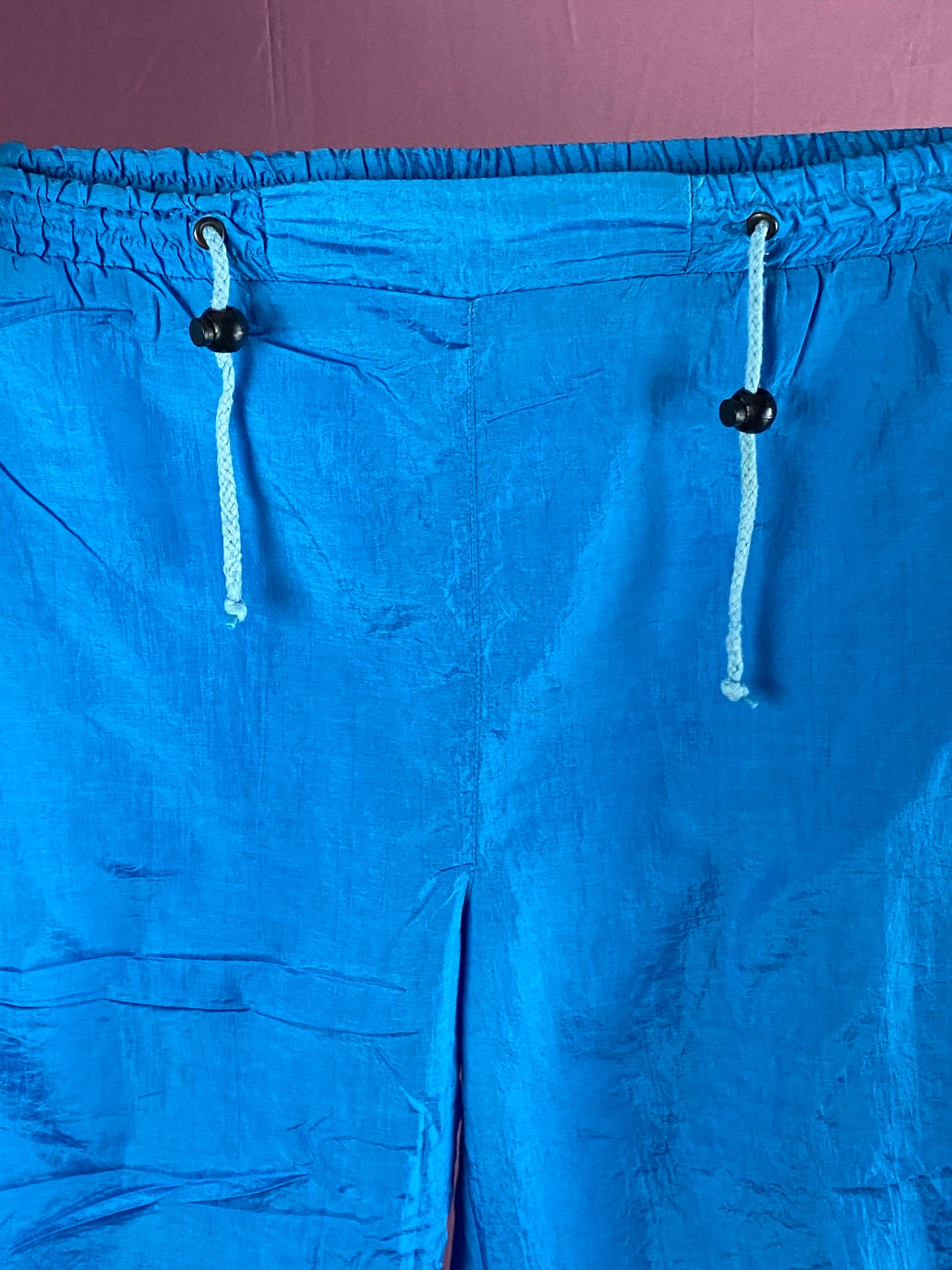 90s Vintage Men's Track Pants - XL Blue Nylon