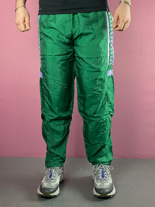 90s Arena Vintage Men's Side Tape Track Pants - L Green Nylon