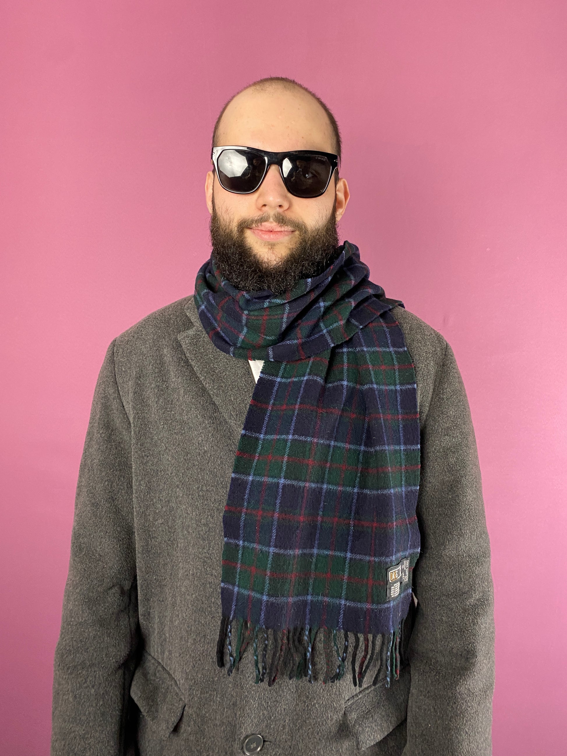 Daks London Vintage Scarf - Green & Navy Wool