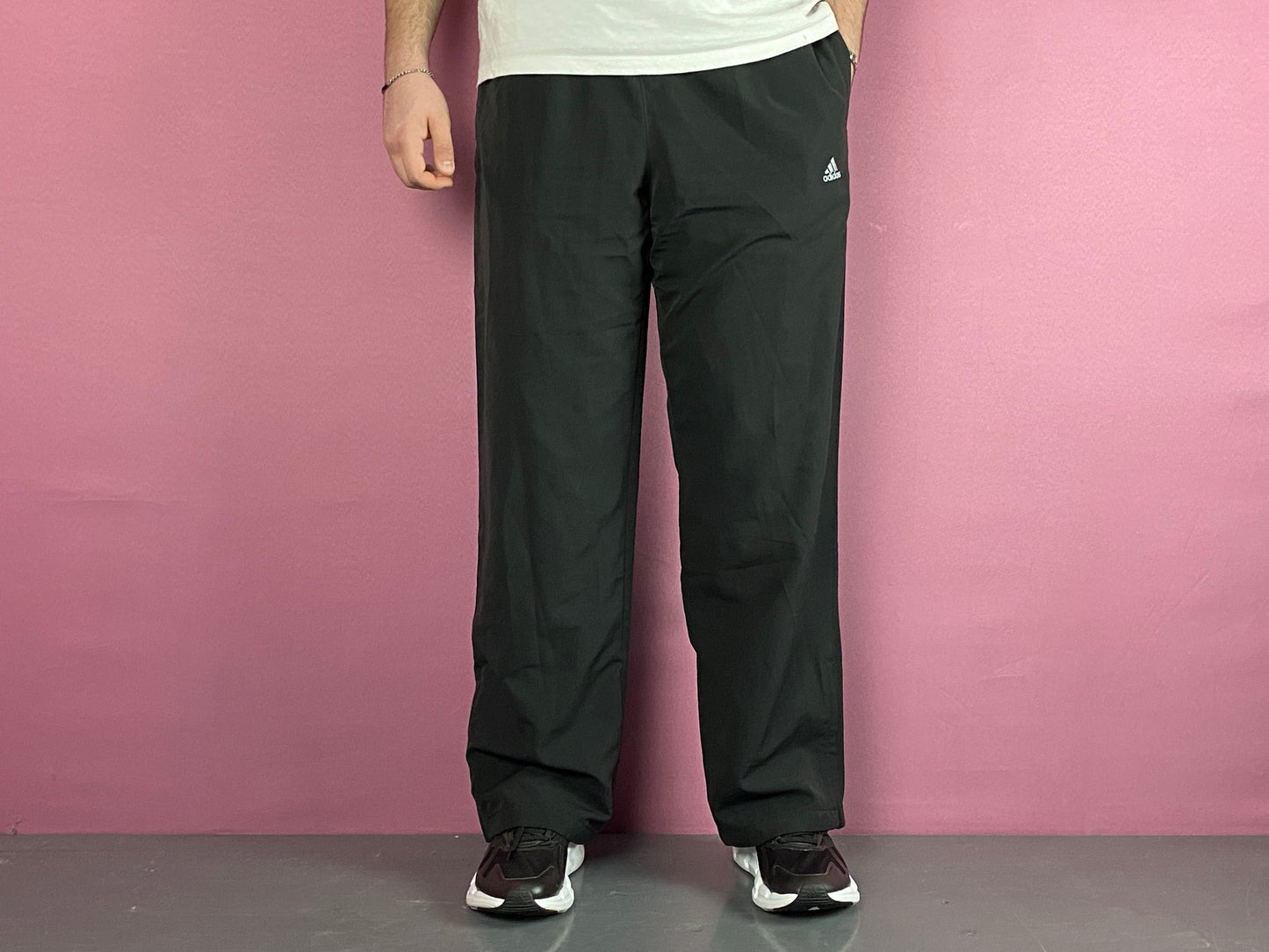 AdidasClima365 Vintage Men's Straight Track Pants - L Black Polyester