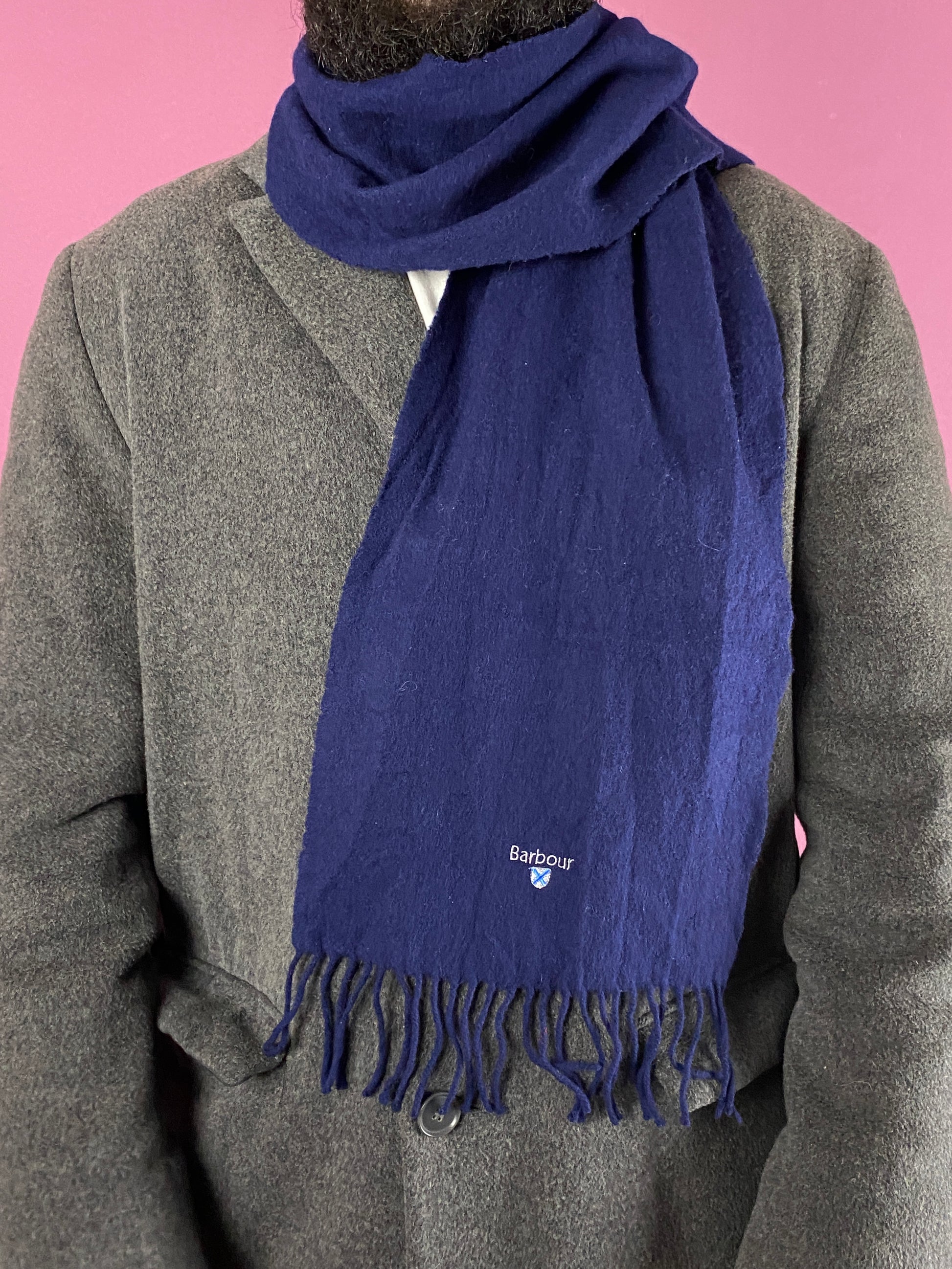 Barbour Vintage Scarf - Navy Blue Wool