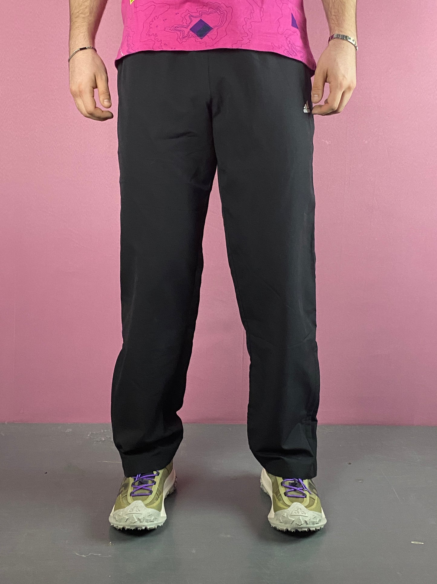 Adidas Vintage Men's Straight Track Pants - M Black Polyester