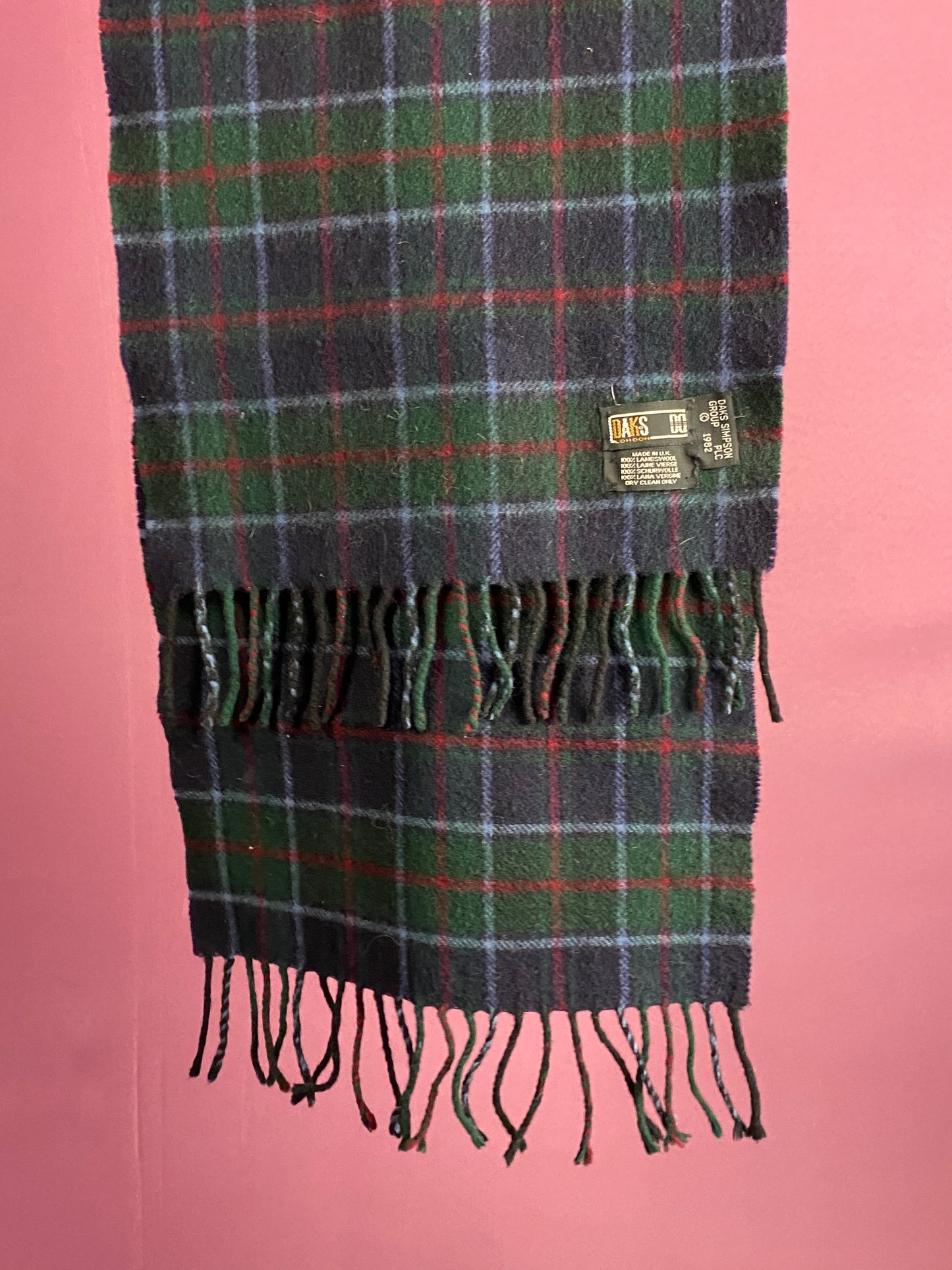 Daks London Vintage Scarf - Green & Navy Wool