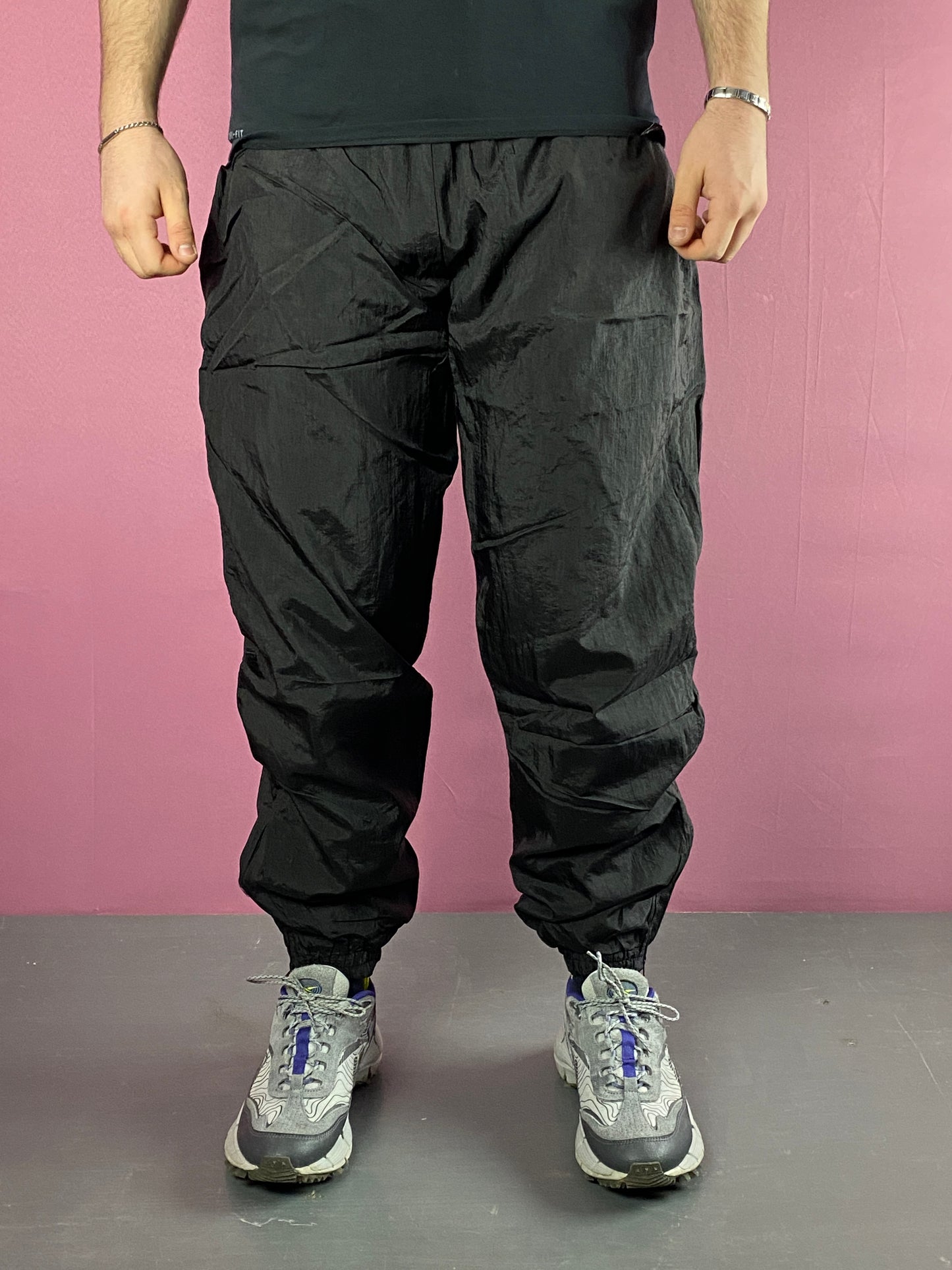 90s Etirel Vintage Men's Track Pants - XL Black Nylon