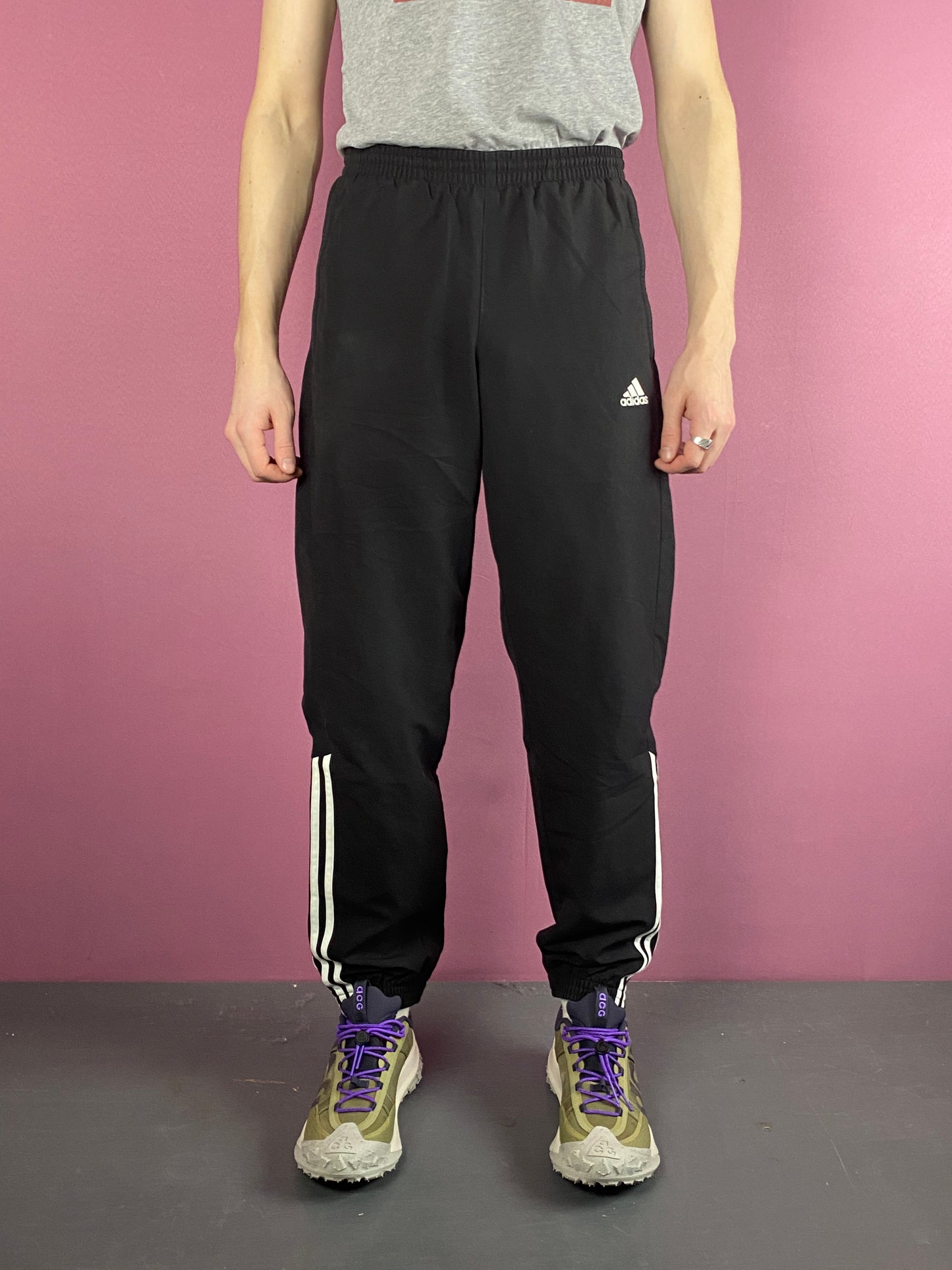 Adidas Vintage Men's Track Pants - S Black Polyester