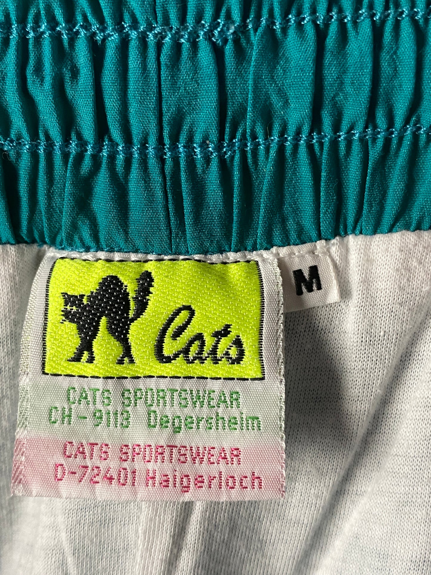 90s Cats Vintage Men's Track Pants - M Blue Nylon