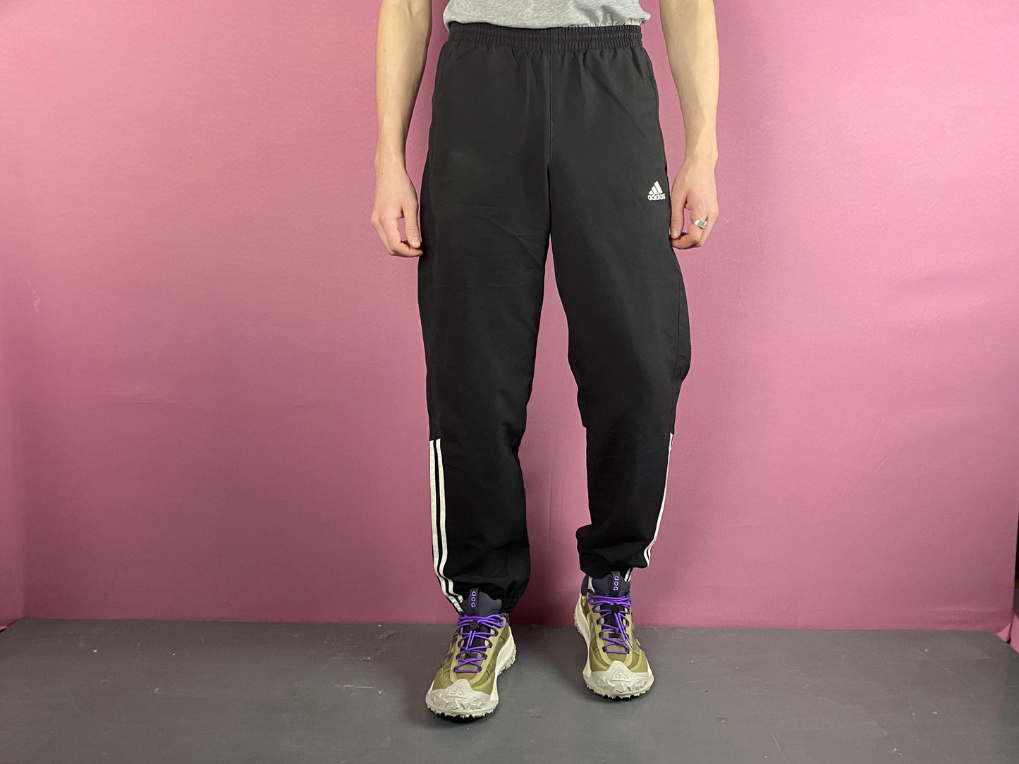 Adidas Vintage Men's Track Pants - S Black Polyester