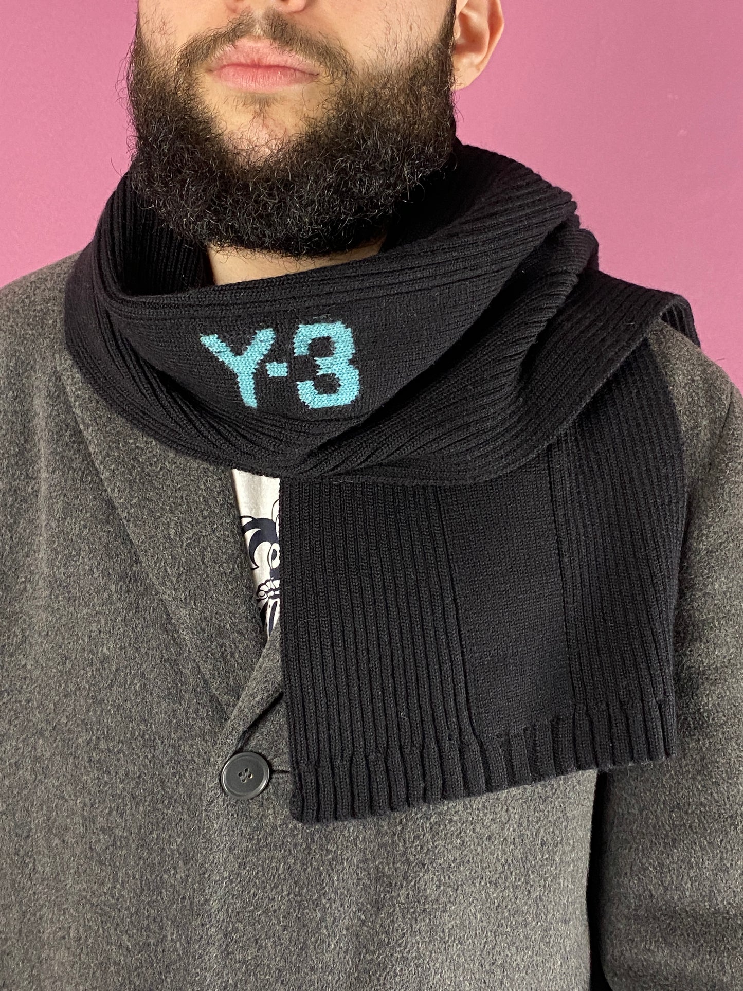 Y-3 Adidas Yohji Yamamoto Vintage Scarf - Black Wool