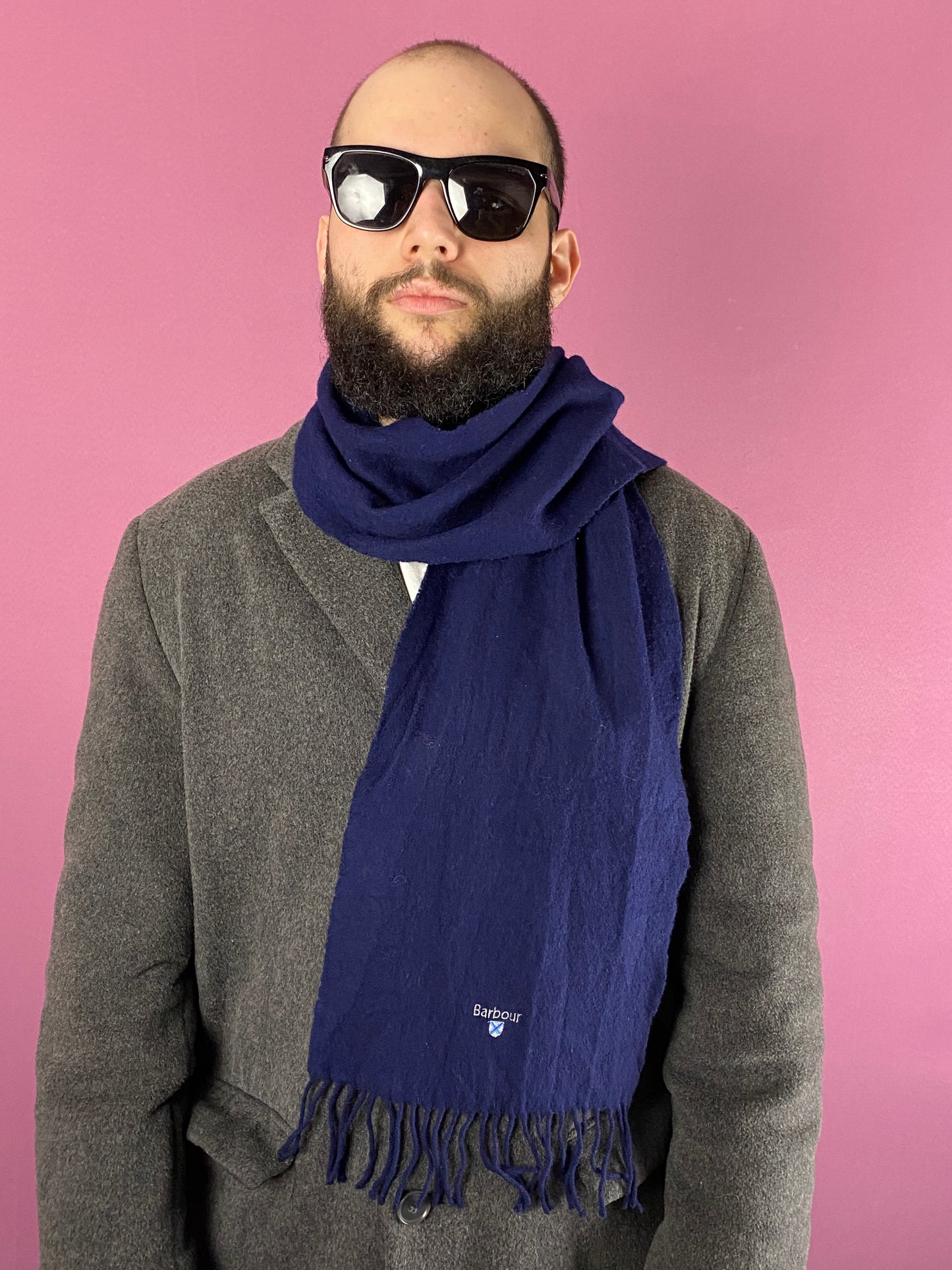 Barbour Vintage Scarf - Navy Blue Wool