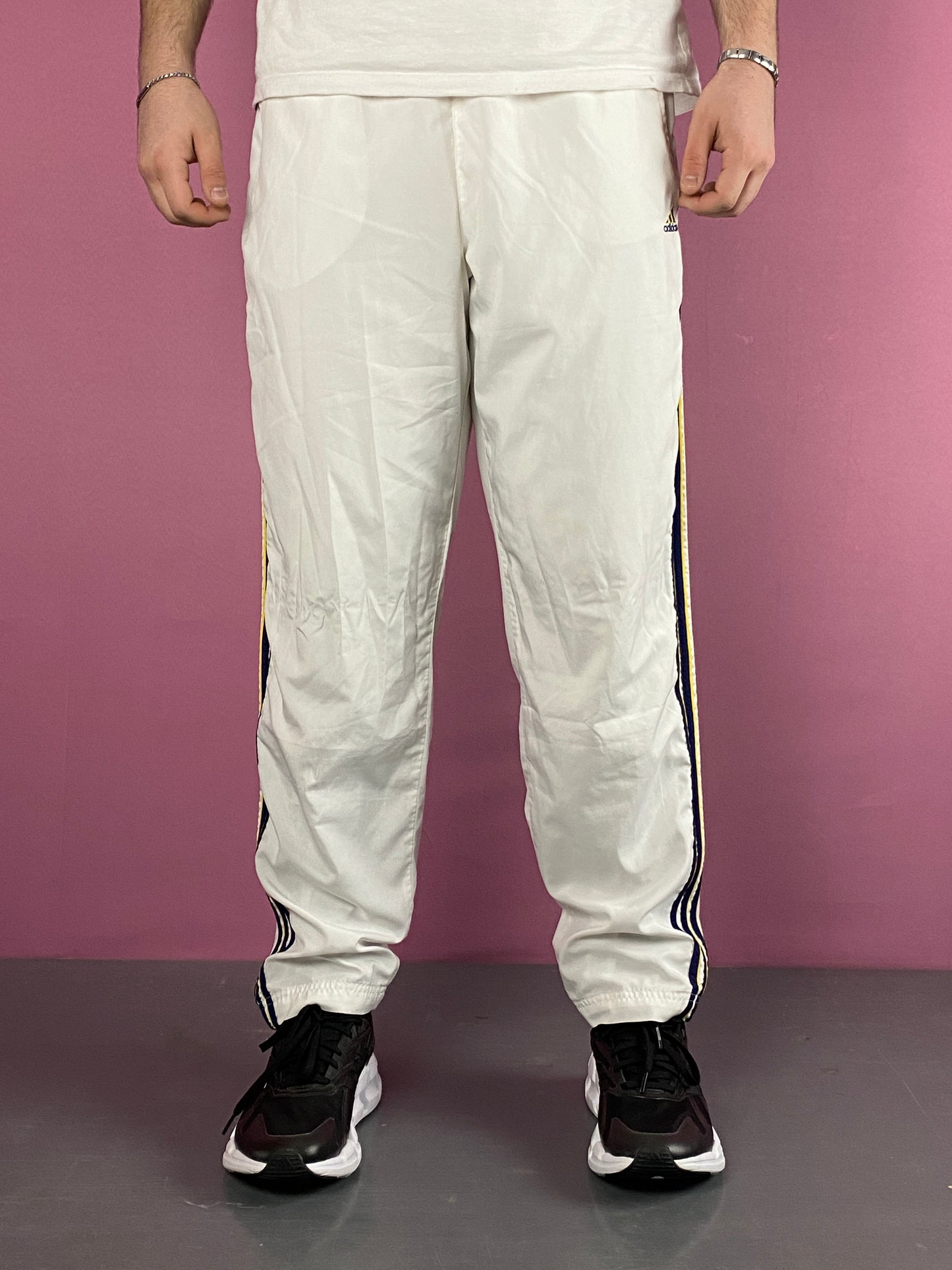 Adidas Vintage Men's Track Pants - L White Polyester