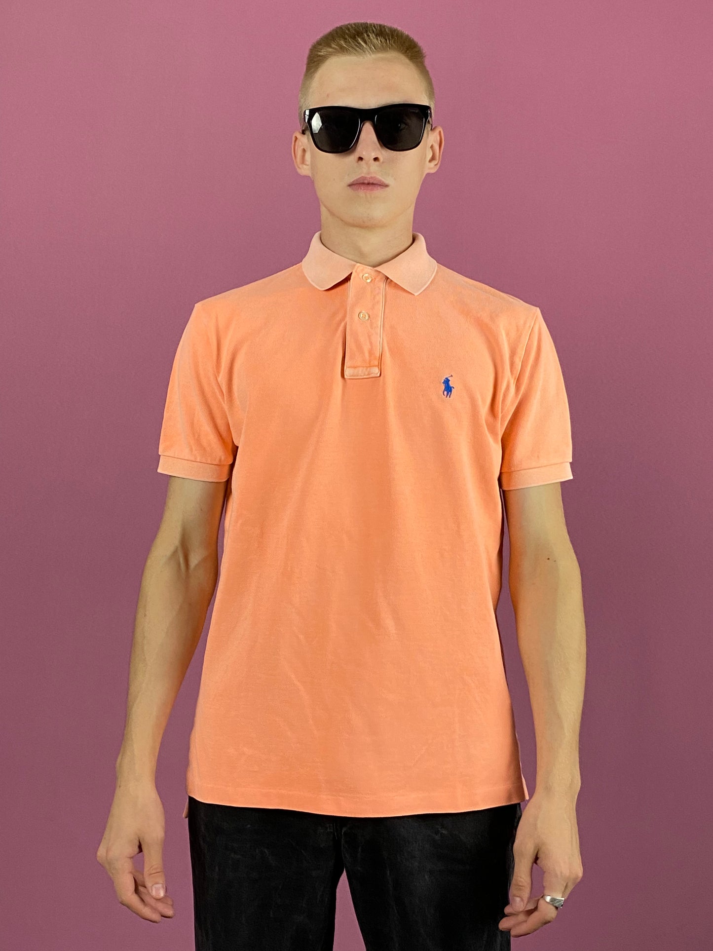 Polo Ralph Lauren Vintage Men's Polo Shirt - Small Orange Cotton