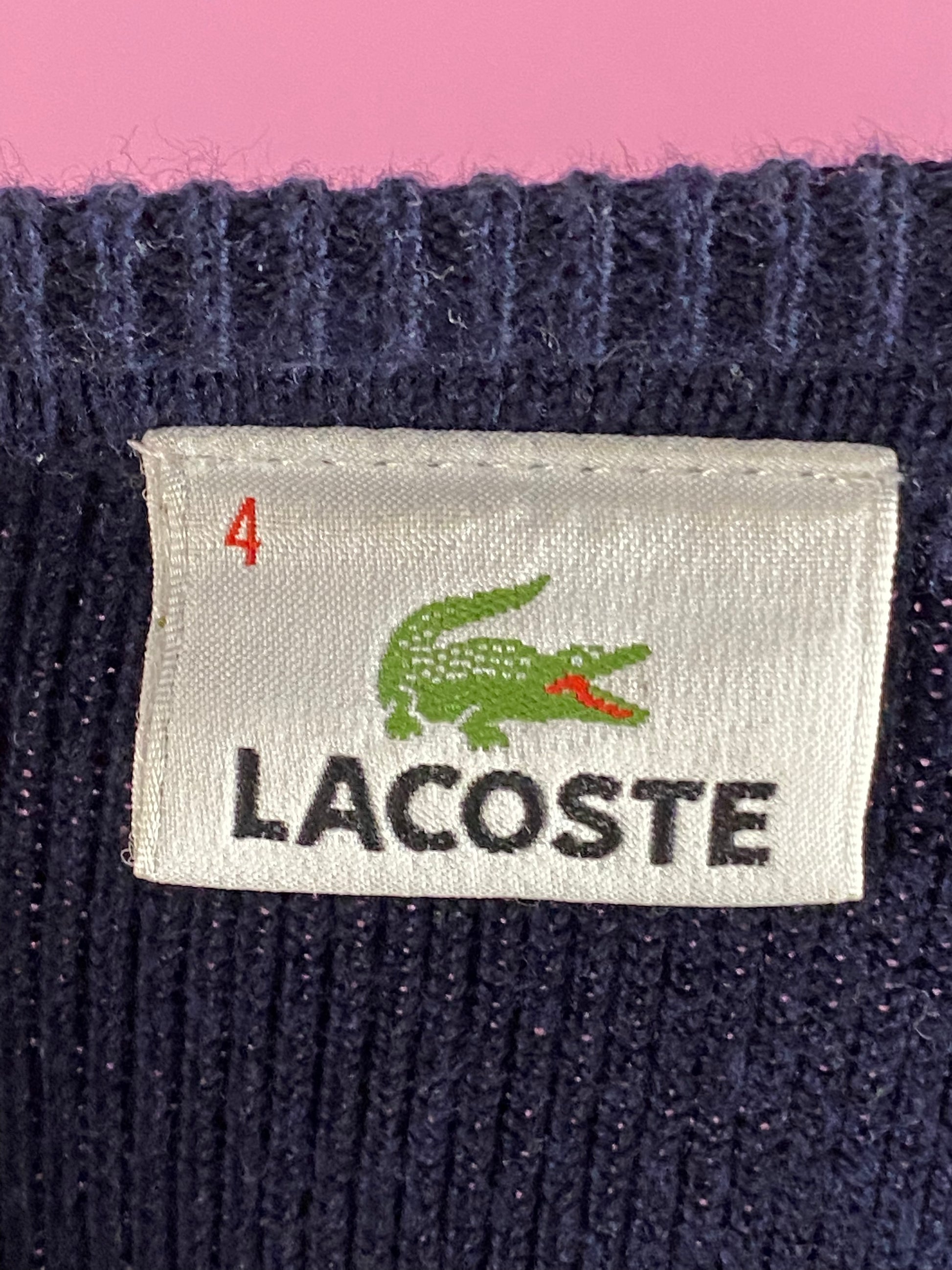 Lacoste Vintage Men's Sweater - Small Navy Blue Cotton Blend