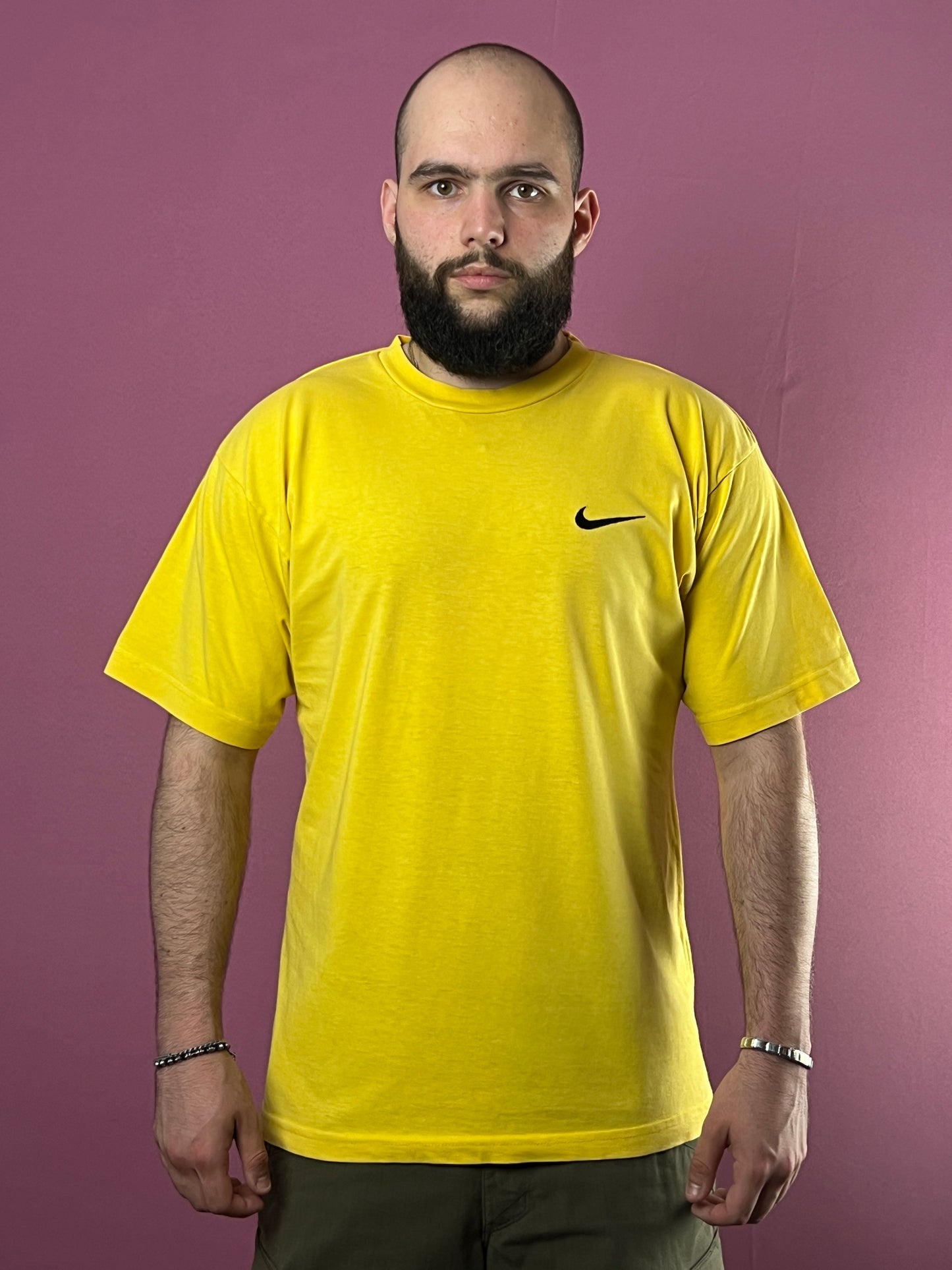 Y2K Nike VIntage Men's T-Shirt - L Yellow Cotton