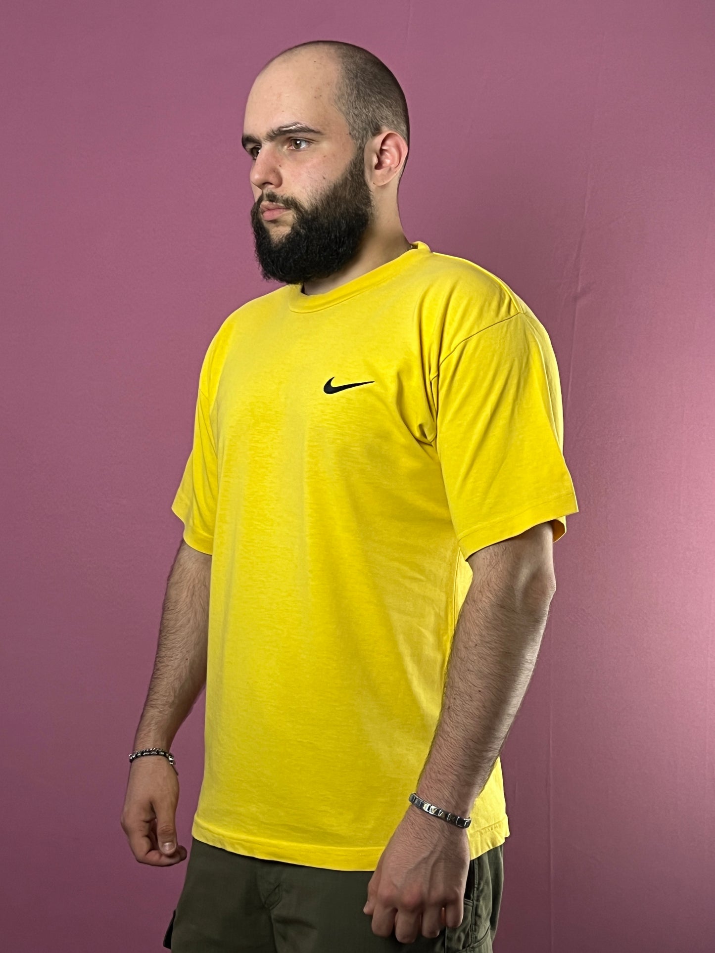 Y2K Nike VIntage Men's T-Shirt - L Yellow Cotton