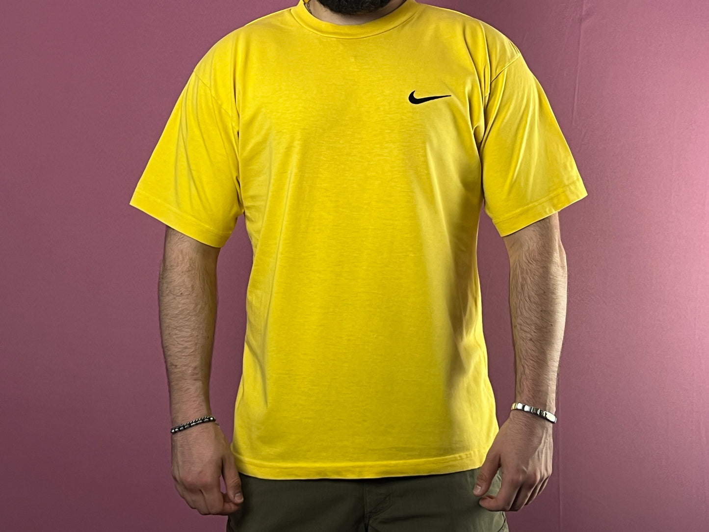 Y2K Nike VIntage Men's T-Shirt - L Yellow Cotton