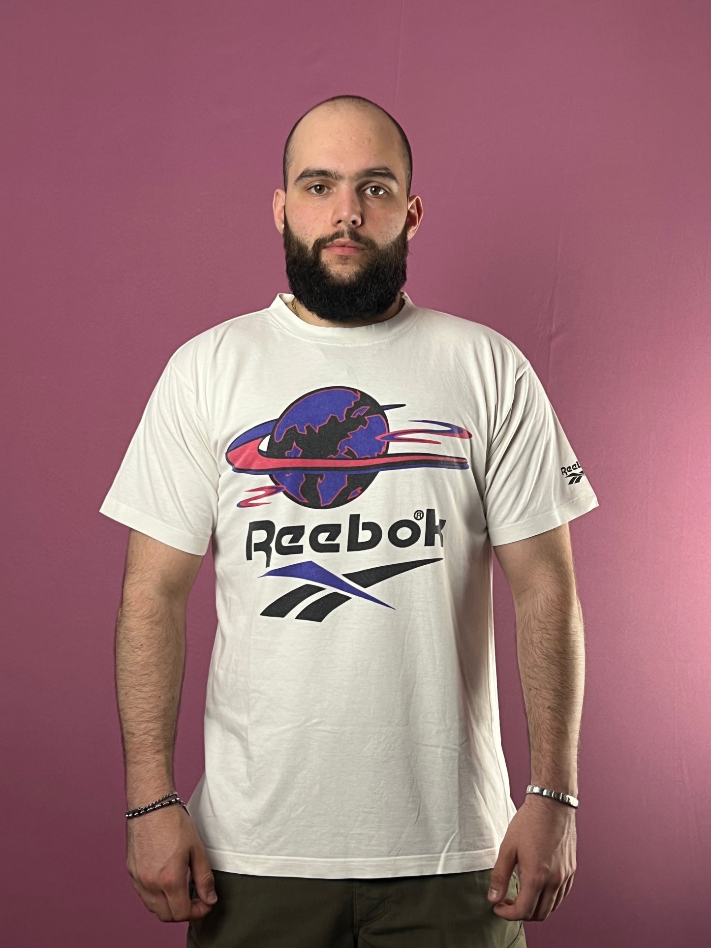 90s Reebok Big Logo Vintage Men's T-Shirt - L White Cotton