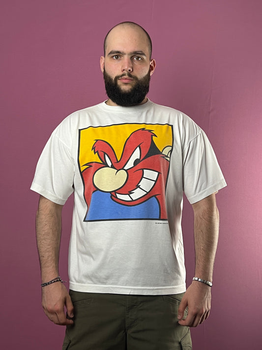 1993 Warner Bros Looney Tunes Vintage Men's Yosemite Sam Cartoon T-Shirt - XL White Cotton