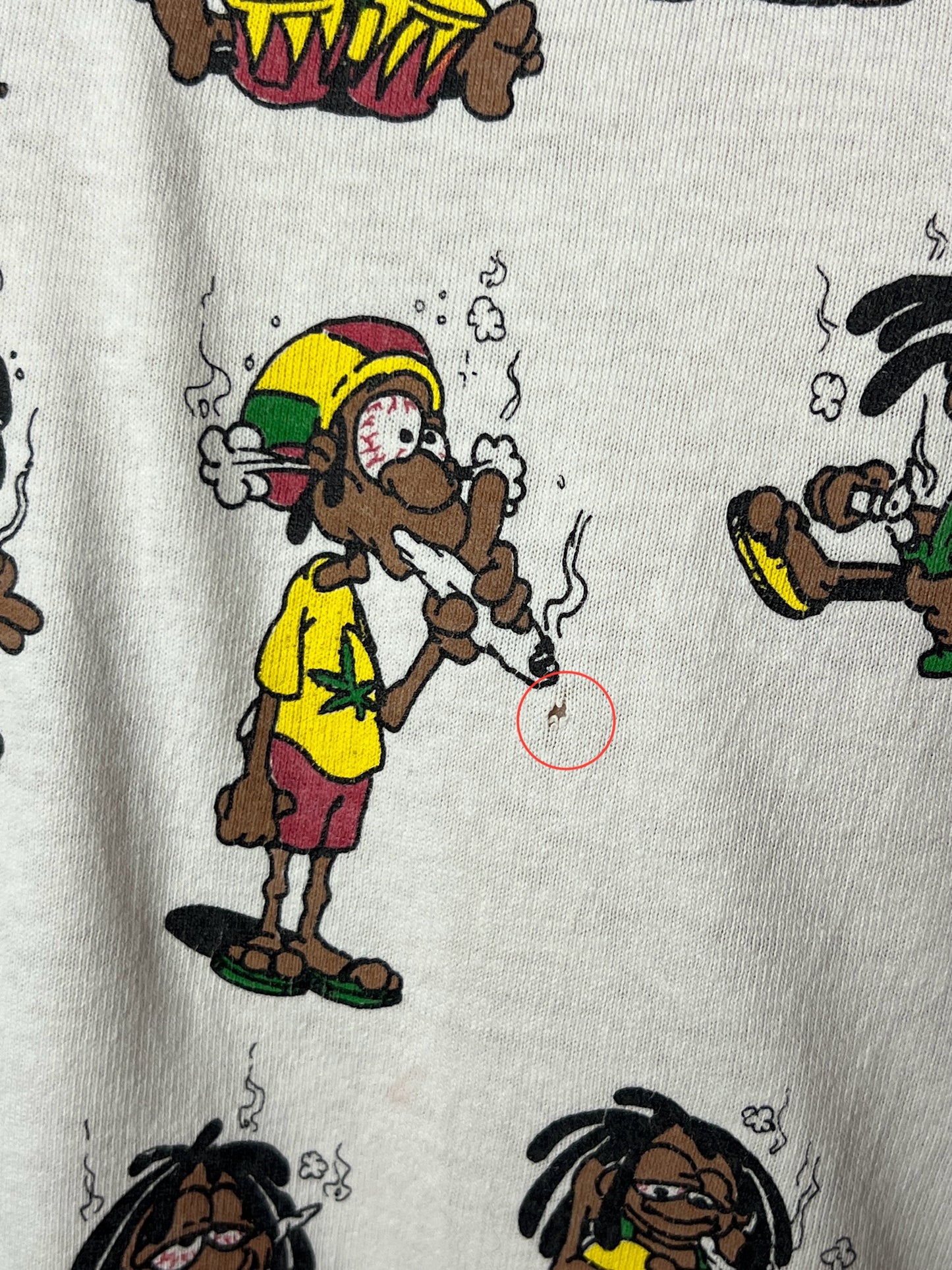 90s Vintage Men's Rasta Weed Smokers Print T-Shirt - L White Cotton