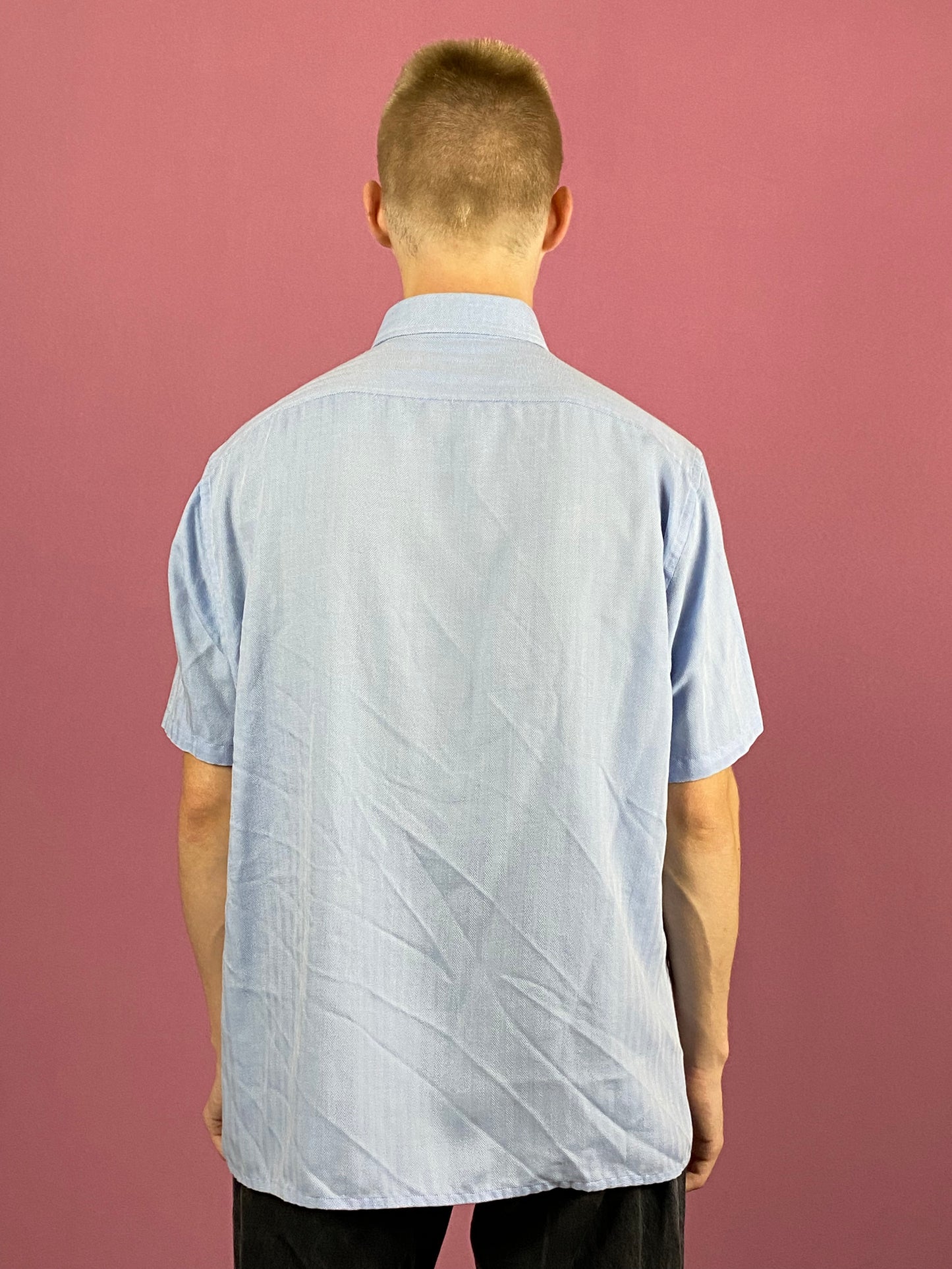 Yves Saint Laurent Vintage Men's Short Sleeve Shirt - XL Blue