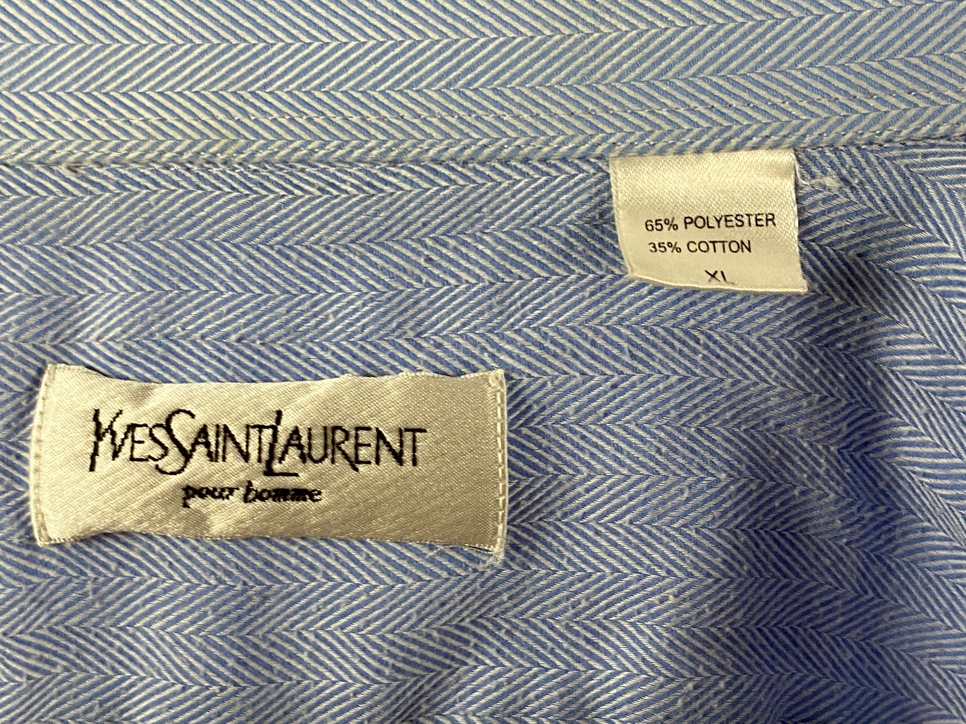 Yves Saint Laurent Vintage Men's Short Sleeve Shirt - XL Blue