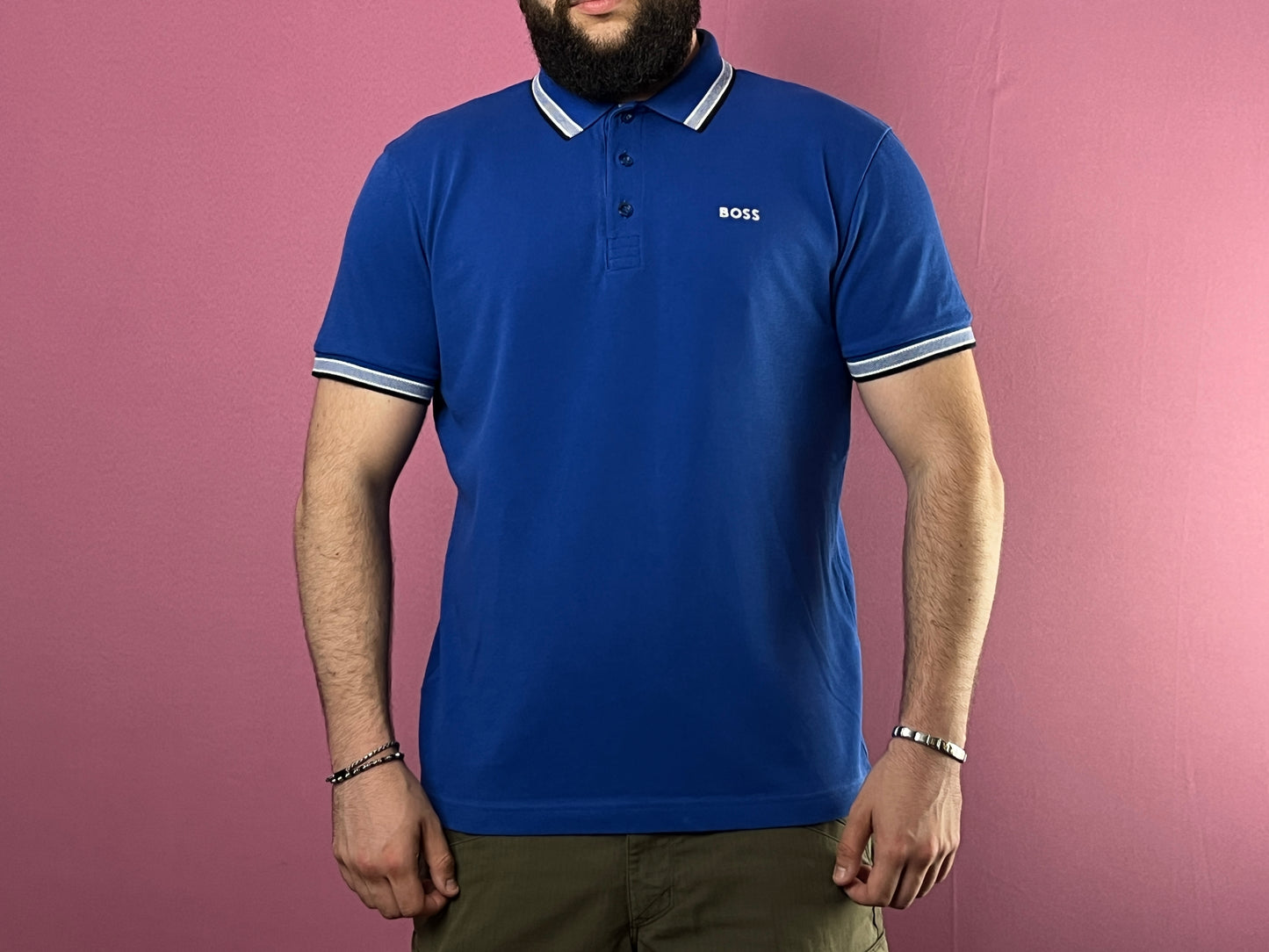 Hugo Boss Vintage Men's Polo Shirt - XL Blue Cotton