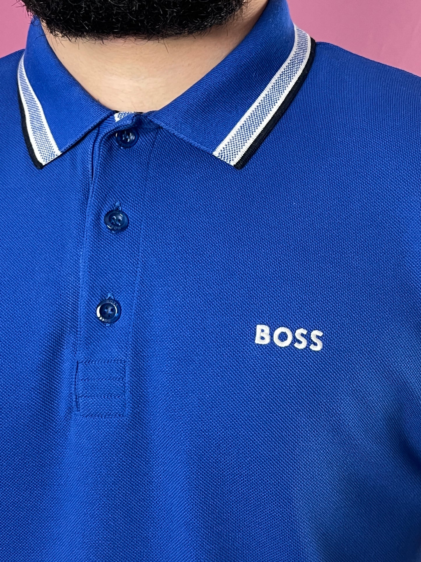 Hugo Boss Vintage Men's Polo Shirt - XL Blue Cotton