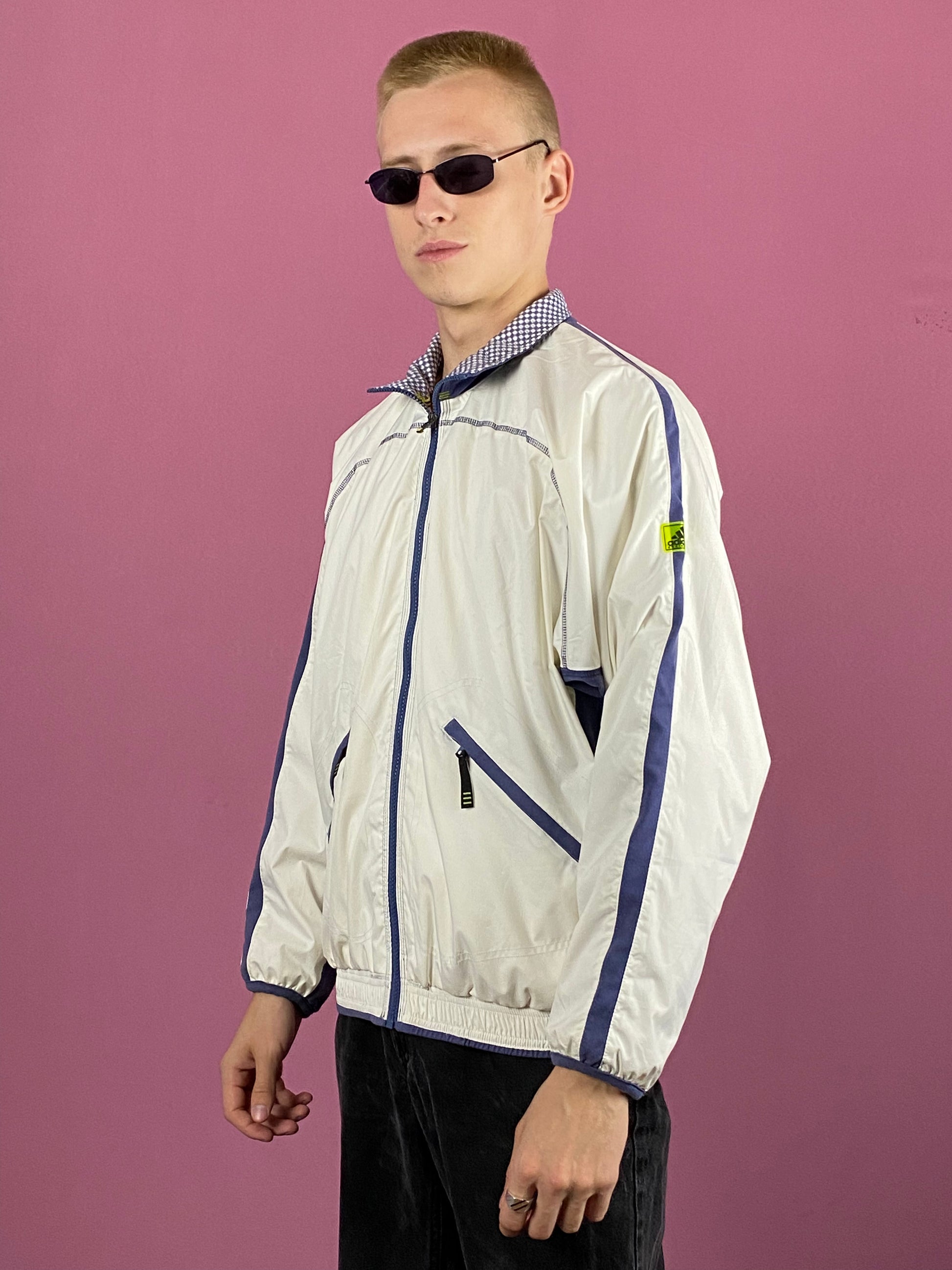 90s Adidas Equipment Vintage Men's Windbreaker Jacket - Small White Polyester