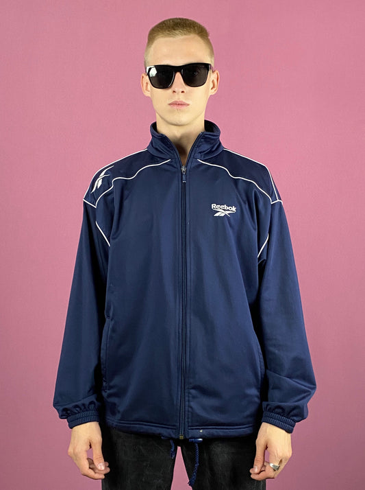 Reebok Vintage Men's Track Jacket - XS Navy Blue Polyester